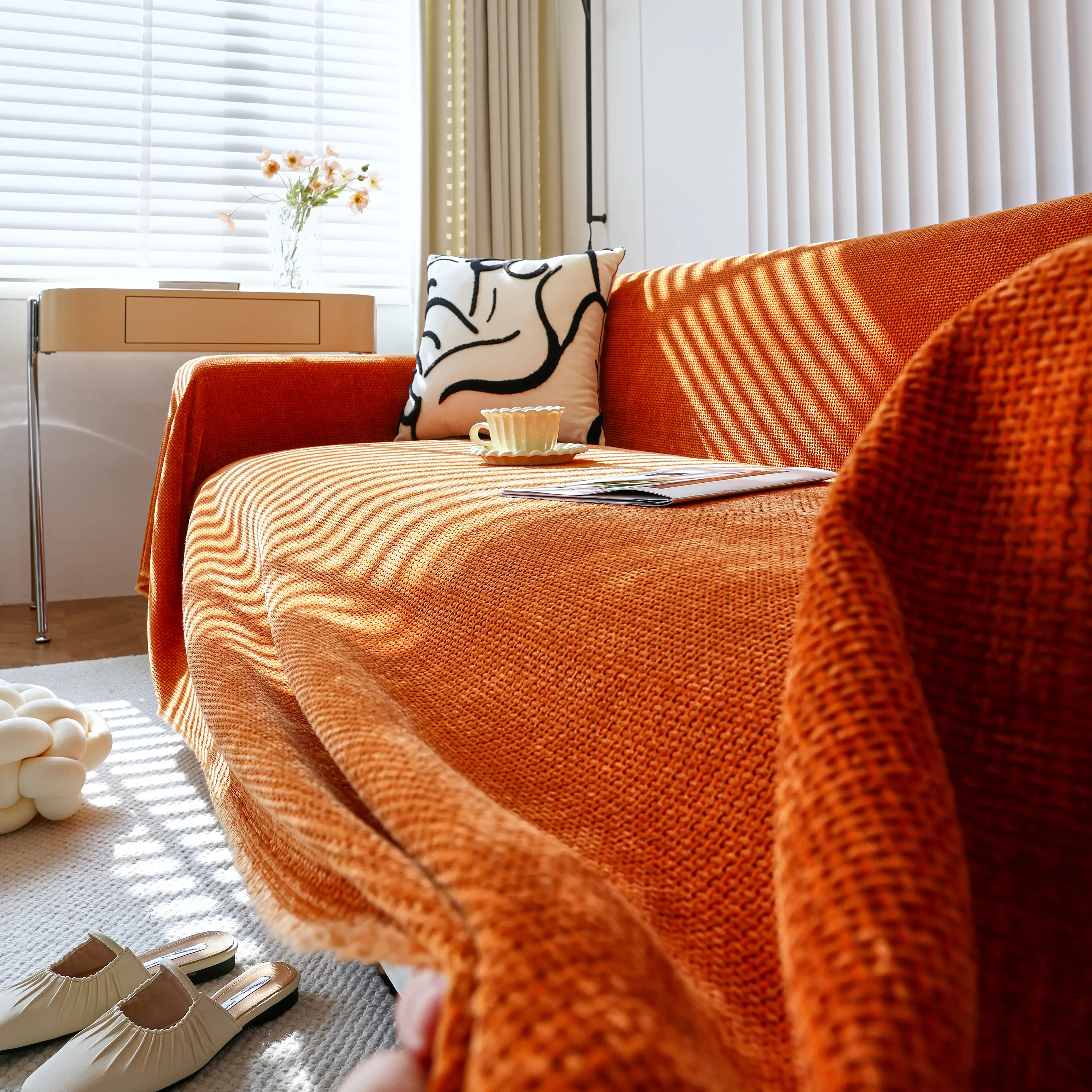 Chenille Thickened Solid Couch Blanket Throws, Reversible Couch Covers for Sectional Couches - Image 112