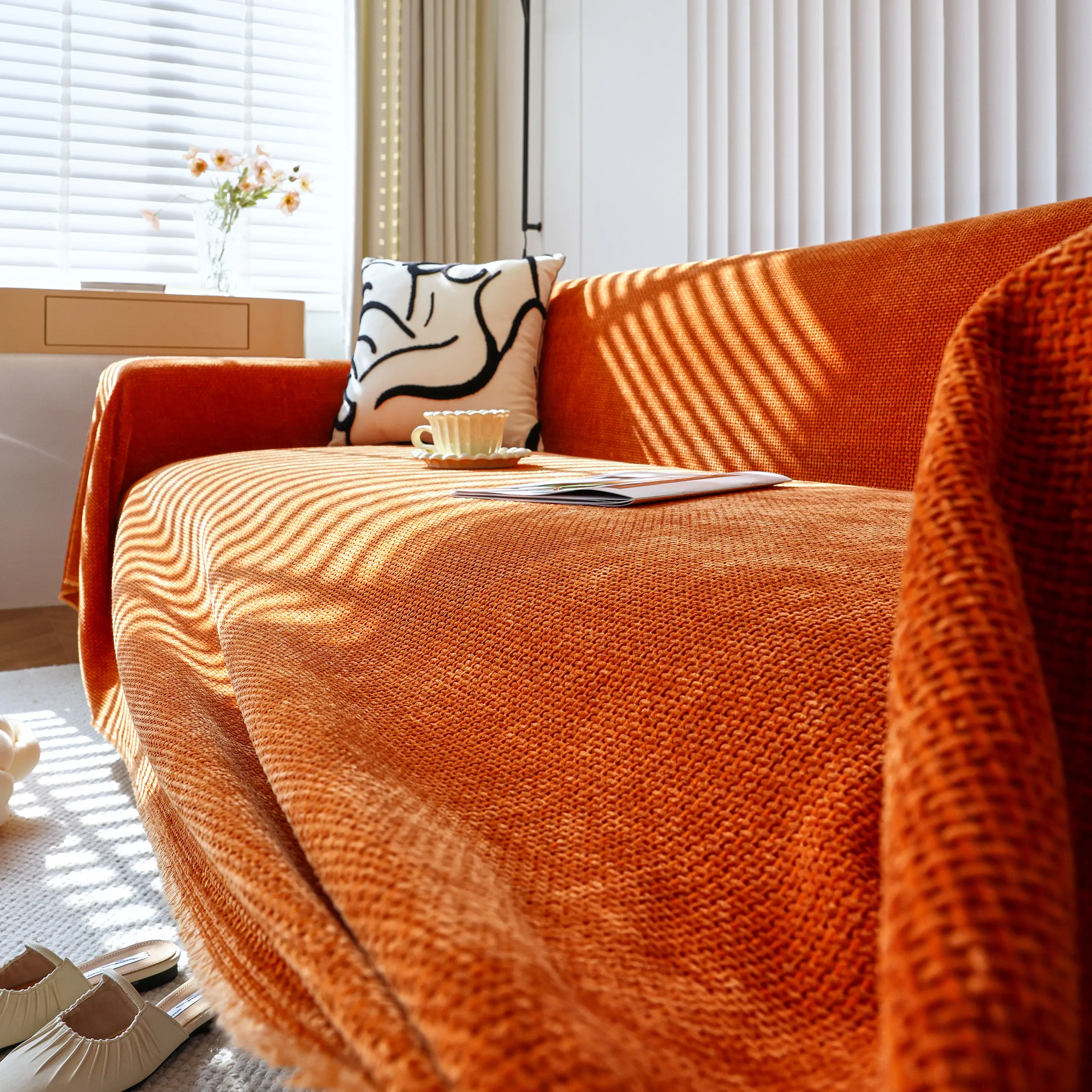 Chenille Thickened Solid Couch Blanket Throws, Reversible Couch Covers for Sectional Couches - Image 113
