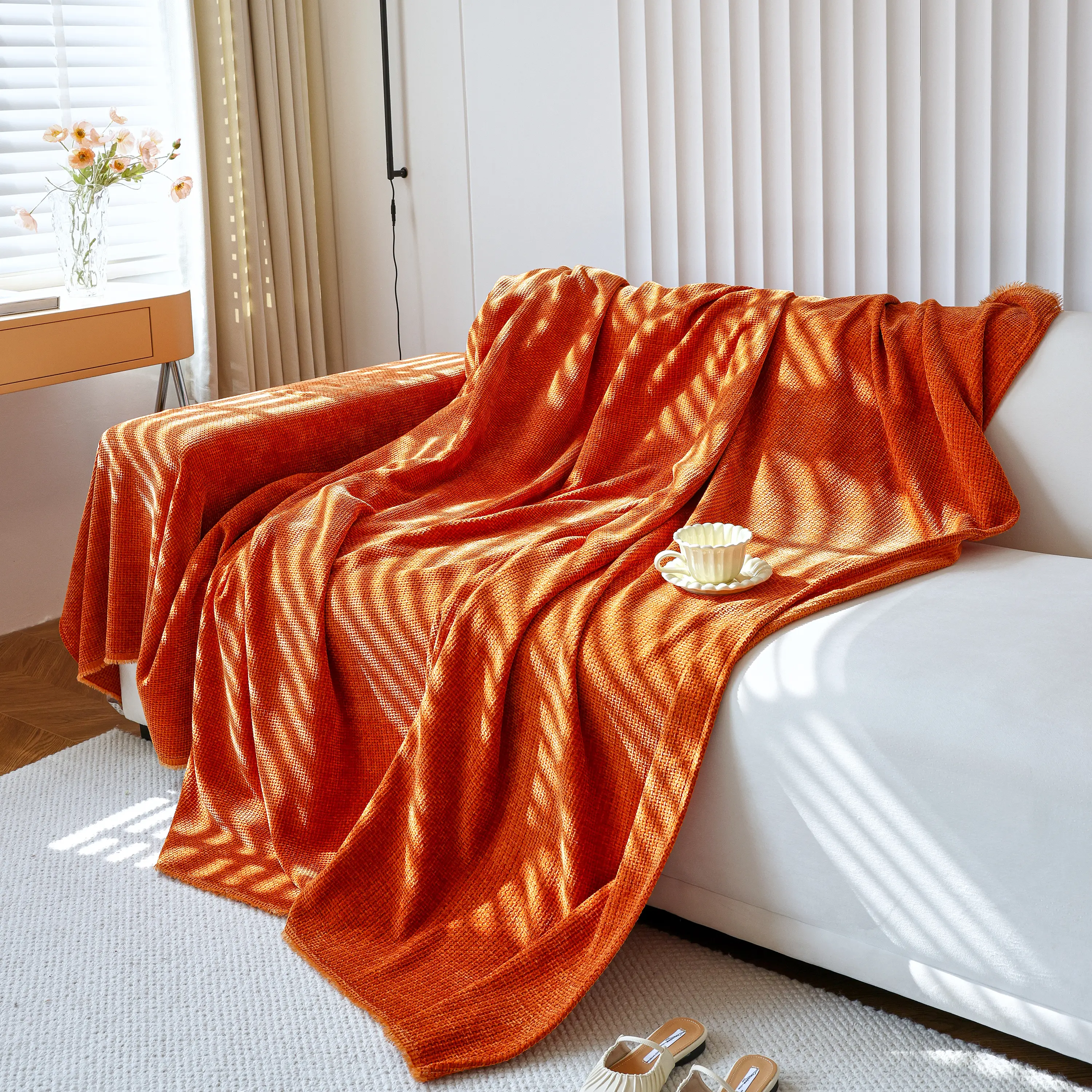 Chenille Thickened Solid Couch Blanket Throws, Reversible Couch Covers for Sectional Couches - Image 119