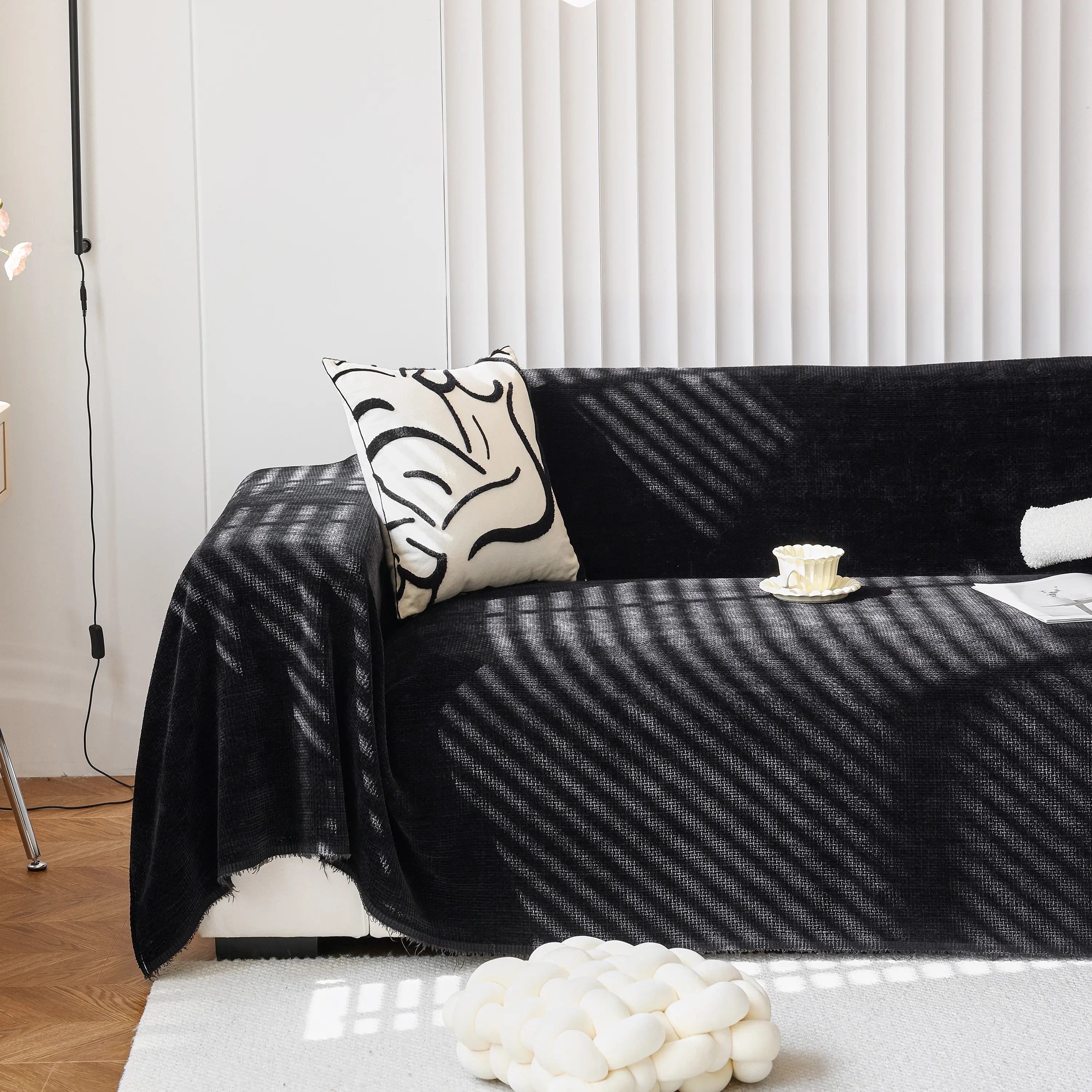 Chenille Thickened Solid Couch Blanket Throws, Reversible Couch Covers for Sectional Couches - Image 125