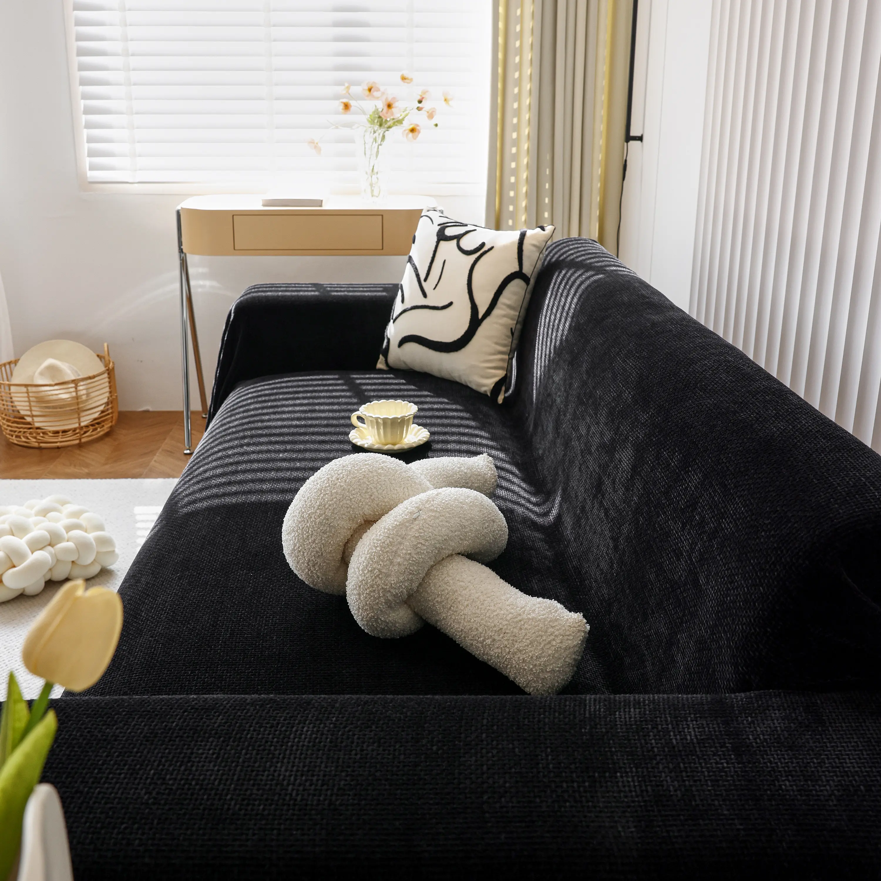 Chenille Thickened Solid Couch Blanket Throws, Reversible Couch Covers for Sectional Couches - Image 132