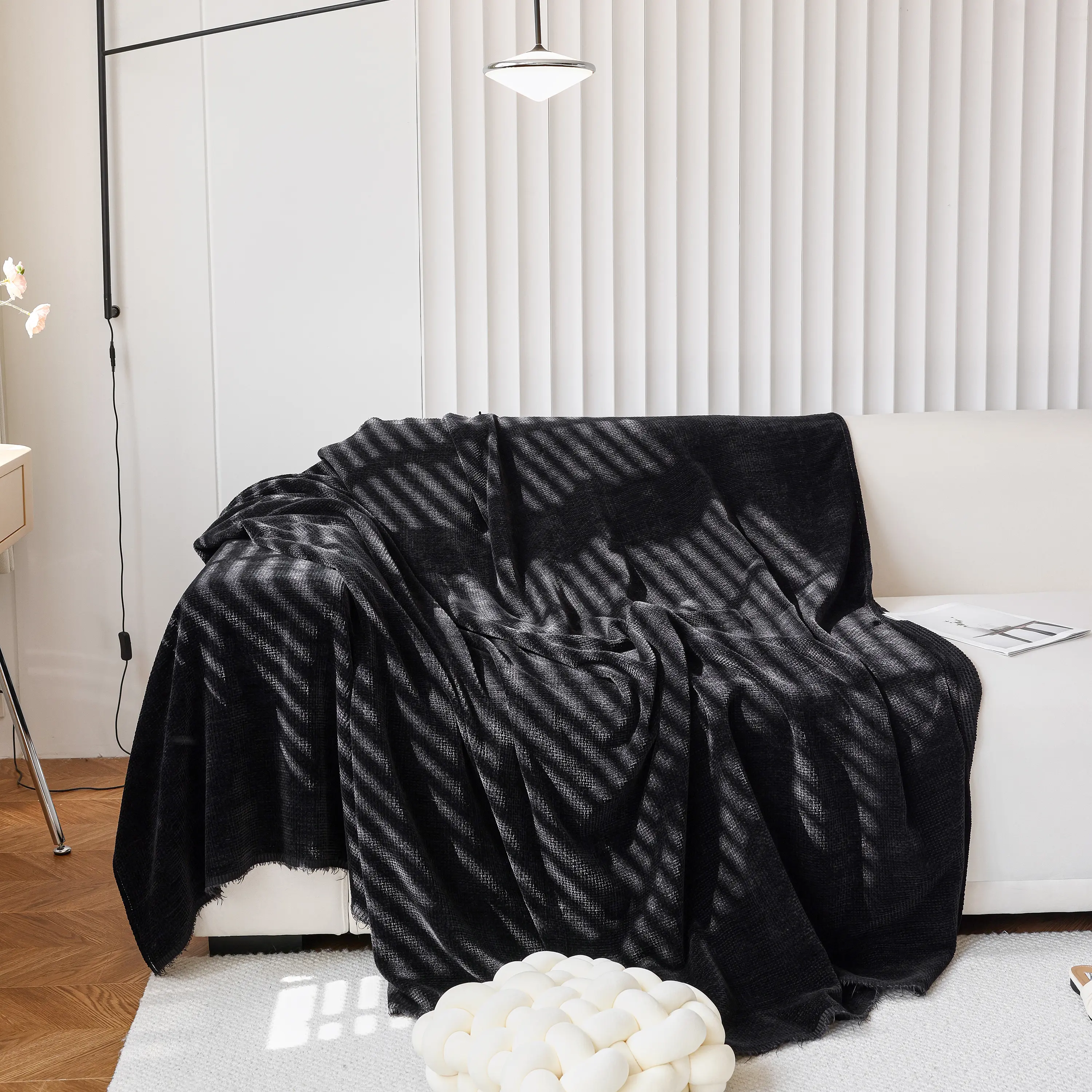 Chenille Thickened Solid Couch Blanket Throws, Reversible Couch Covers for Sectional Couches - Image 146