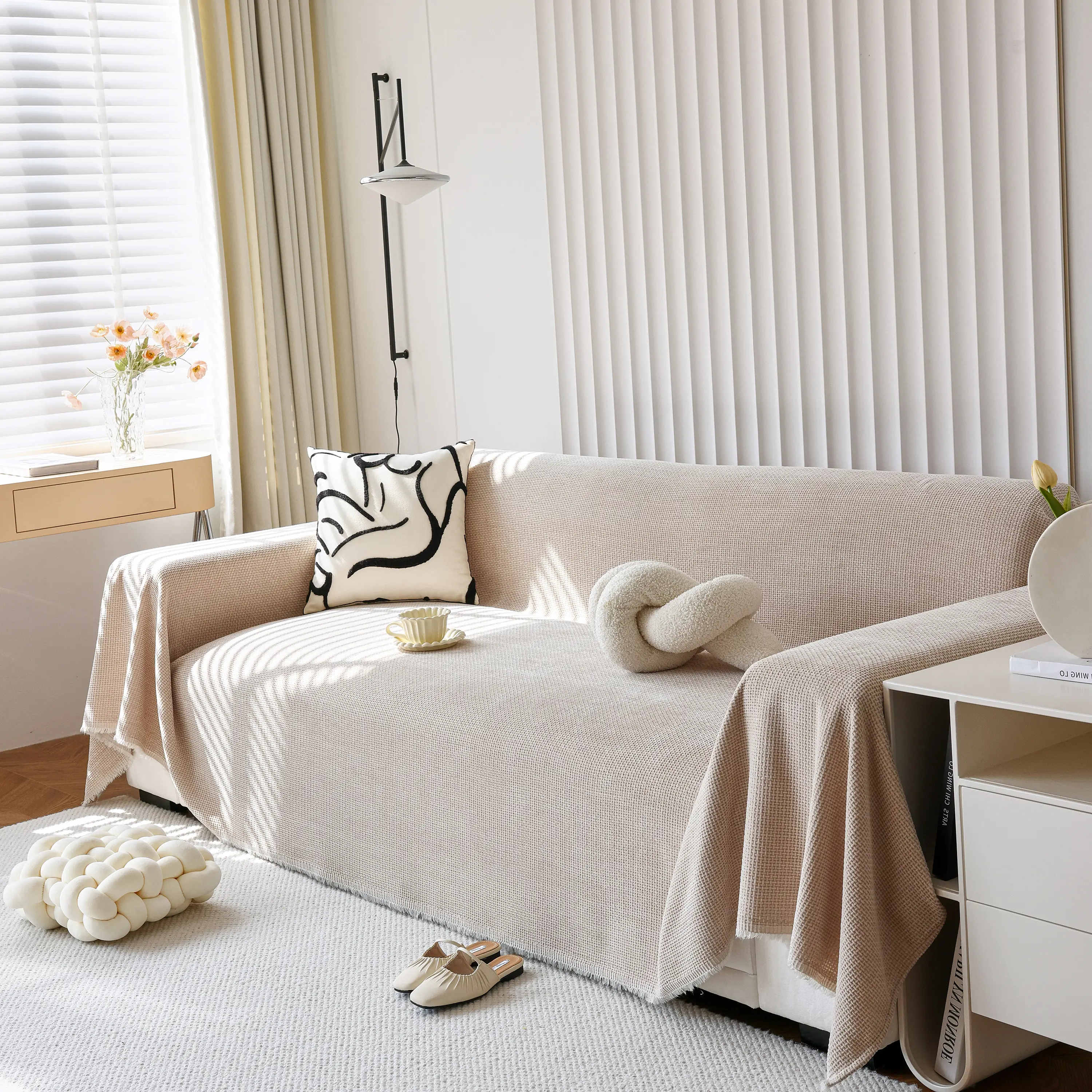 Chenille Thickened Solid Couch Blanket Throws, Reversible Couch Covers for Sectional Couches - Image 155
