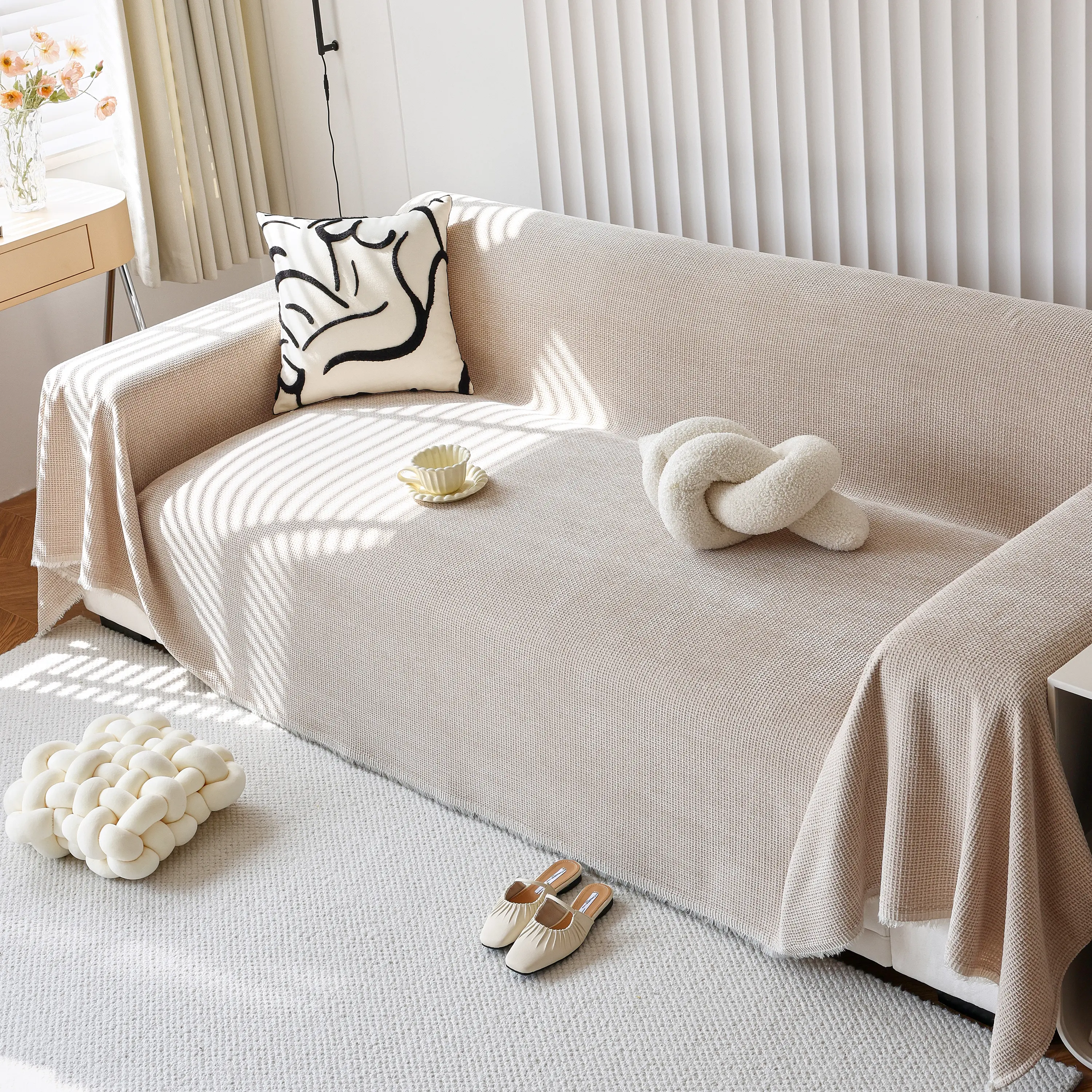 Chenille Thickened Solid Couch Blanket Throws, Reversible Couch Covers for Sectional Couches - Image 156