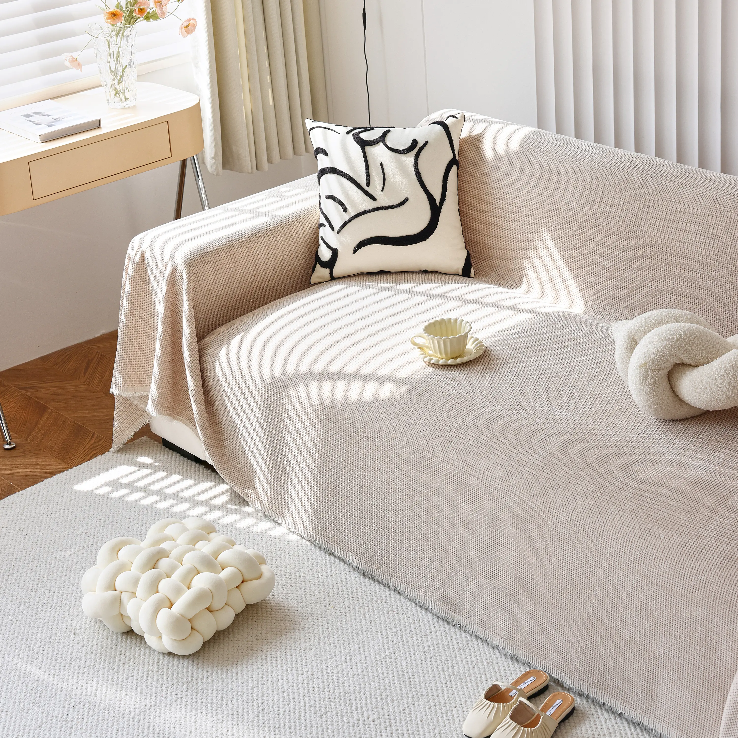 Chenille Thickened Solid Couch Blanket Throws, Reversible Couch Covers for Sectional Couches - Image 157