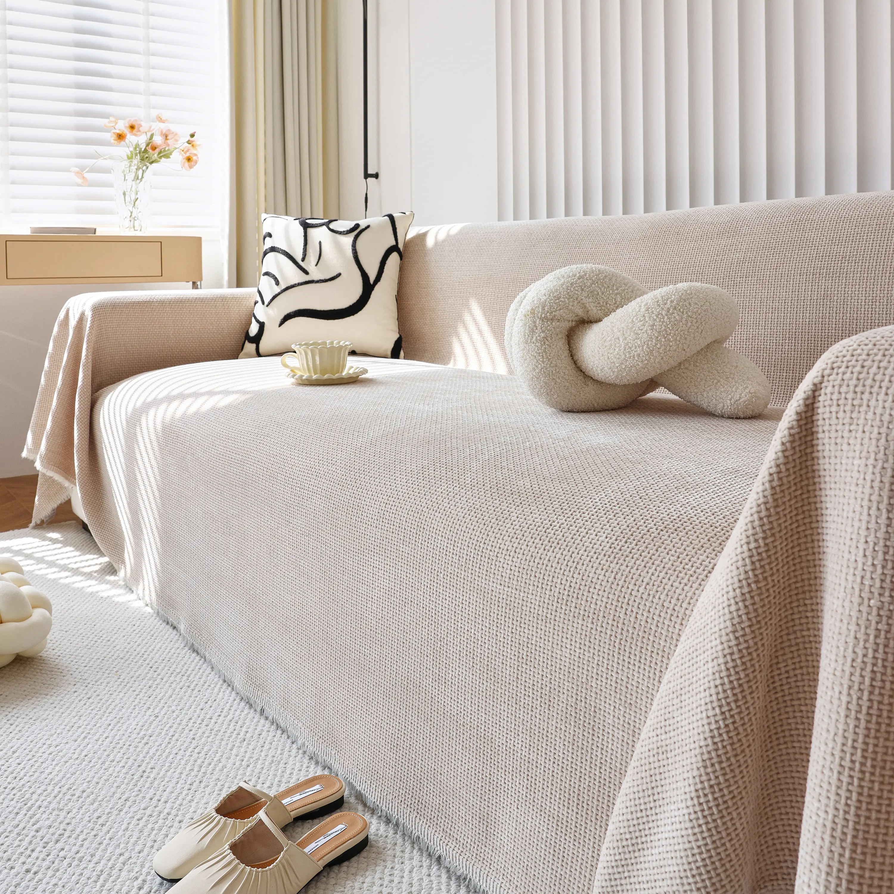 Chenille Thickened Solid Couch Blanket Throws, Reversible Couch Covers for Sectional Couches - Image 162