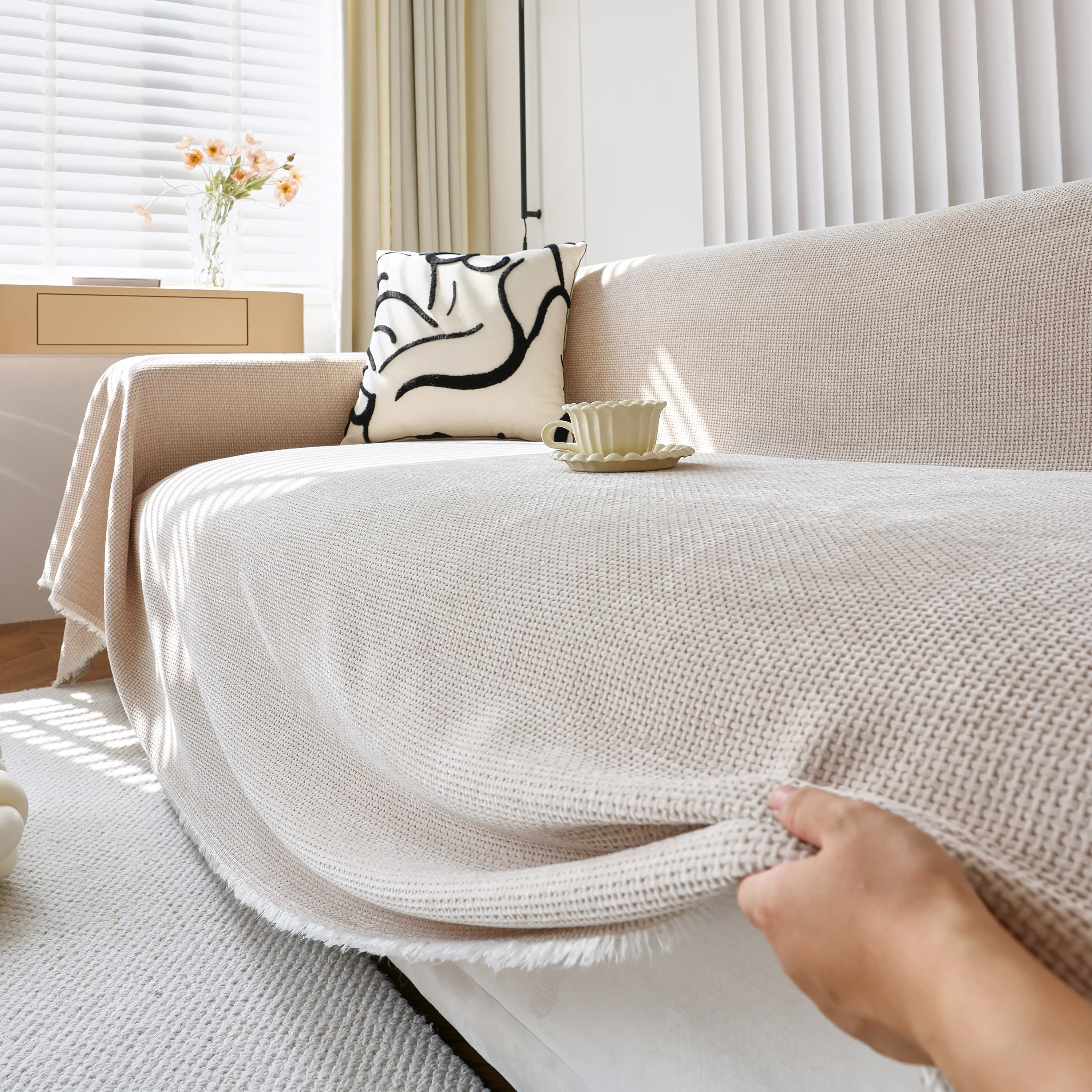 Chenille Thickened Solid Couch Blanket Throws, Reversible Couch Covers for Sectional Couches - Image 163