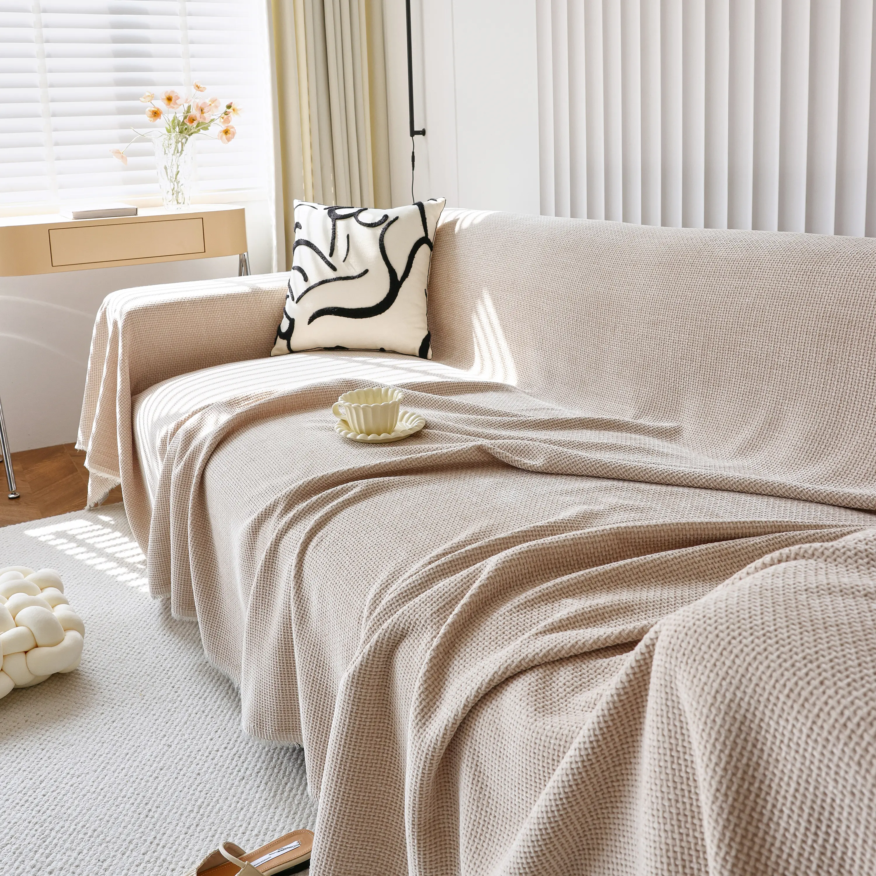 Chenille Thickened Solid Couch Blanket Throws, Reversible Couch Covers for Sectional Couches - Image 168