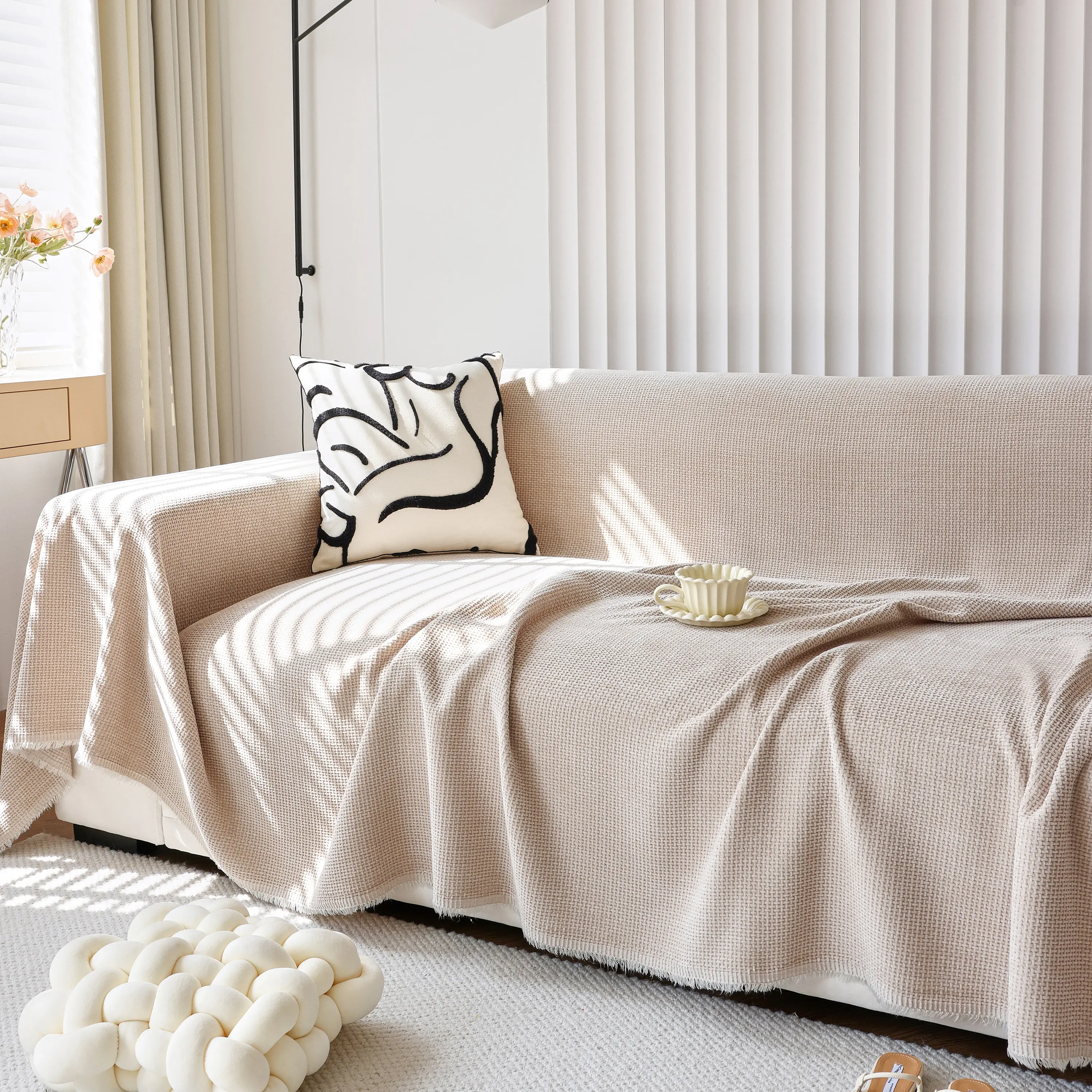 Chenille Thickened Solid Couch Blanket Throws, Reversible Couch Covers for Sectional Couches - Image 169