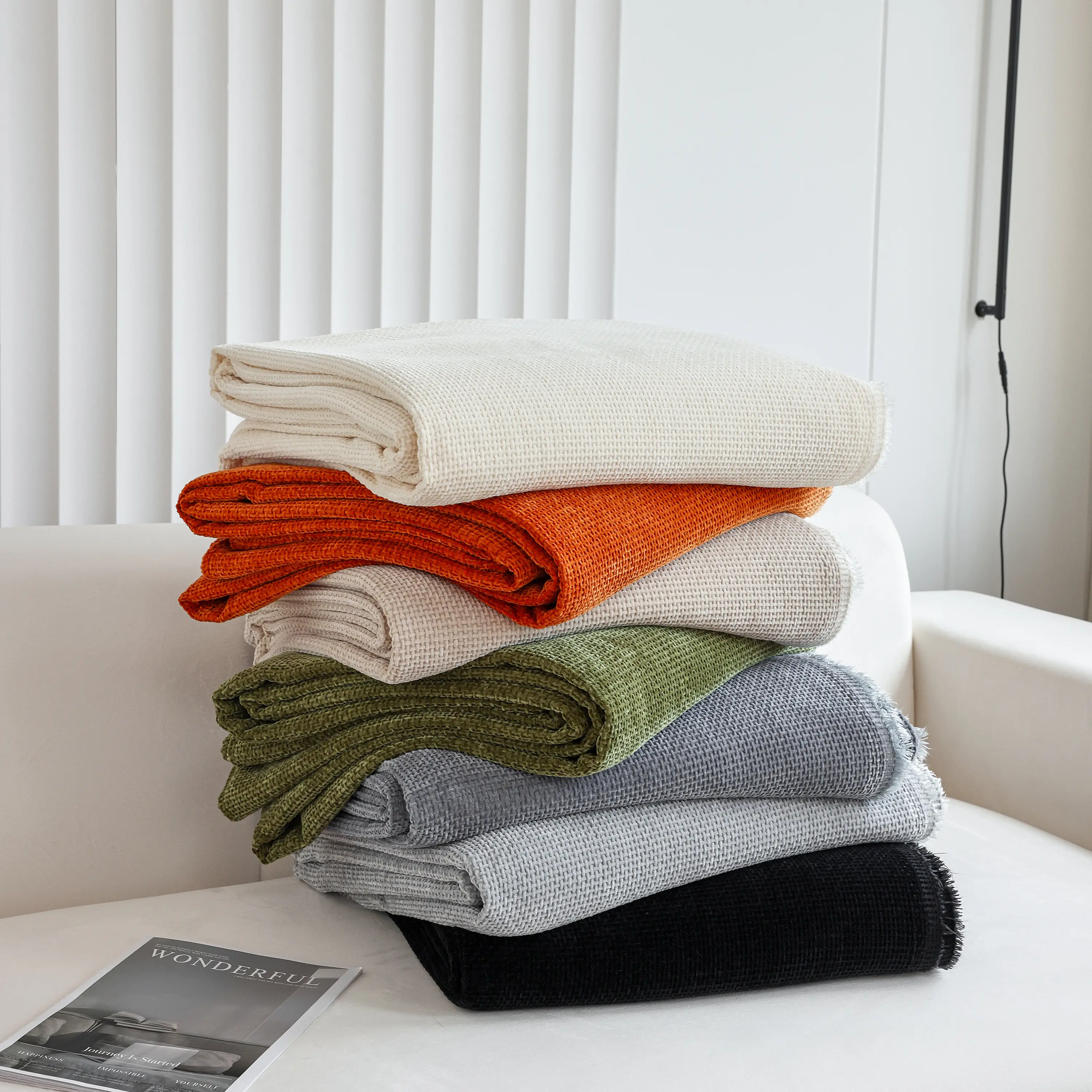 Chenille Thickened Solid Couch Blanket Throws, Reversible Couch Covers for Sectional Couches - Image 17
