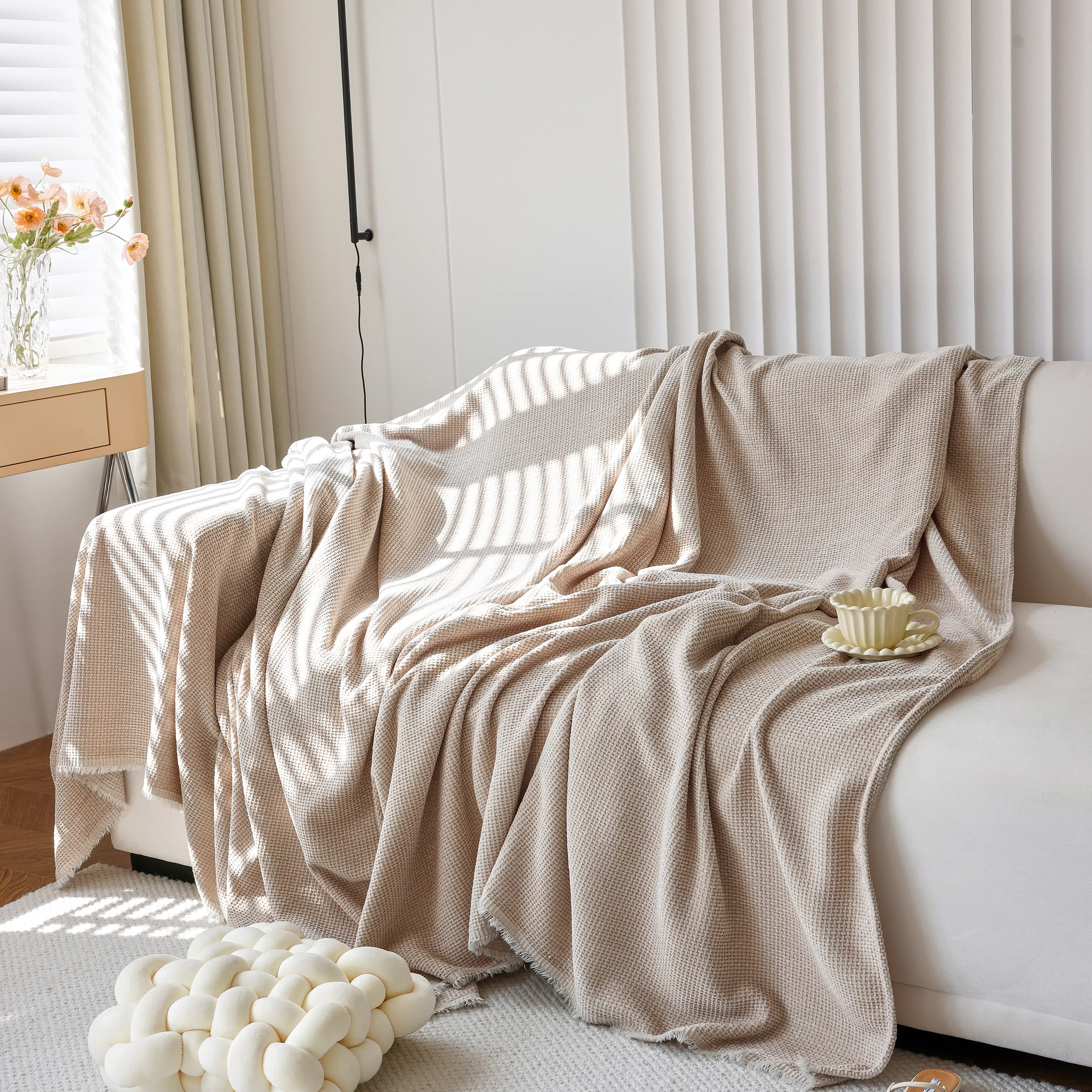 Chenille Thickened Solid Couch Blanket Throws, Reversible Couch Covers for Sectional Couches - Image 173