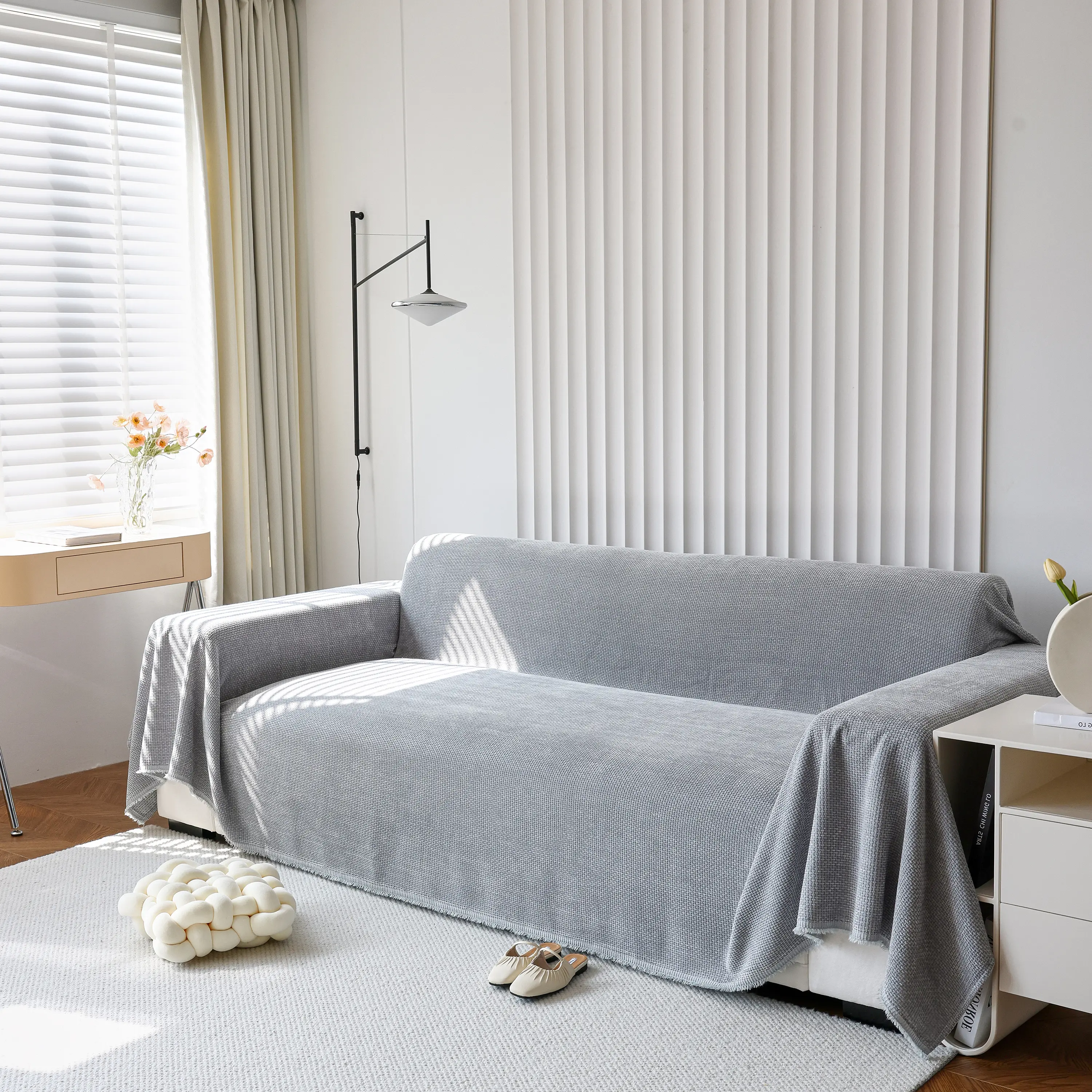 Chenille Thickened Solid Couch Blanket Throws, Reversible Couch Covers for Sectional Couches - Image 180