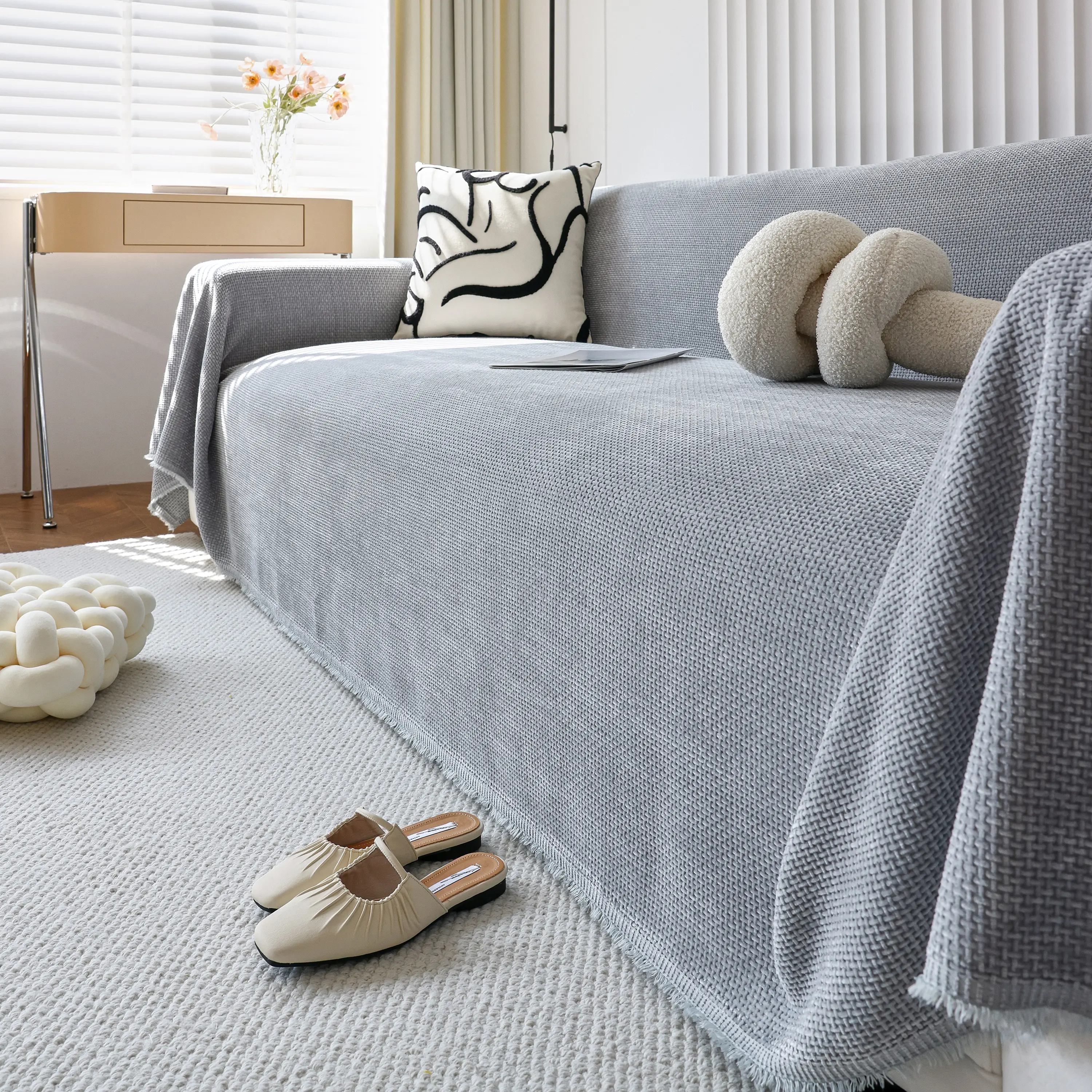 Chenille Thickened Solid Couch Blanket Throws, Reversible Couch Covers for Sectional Couches - Image 192