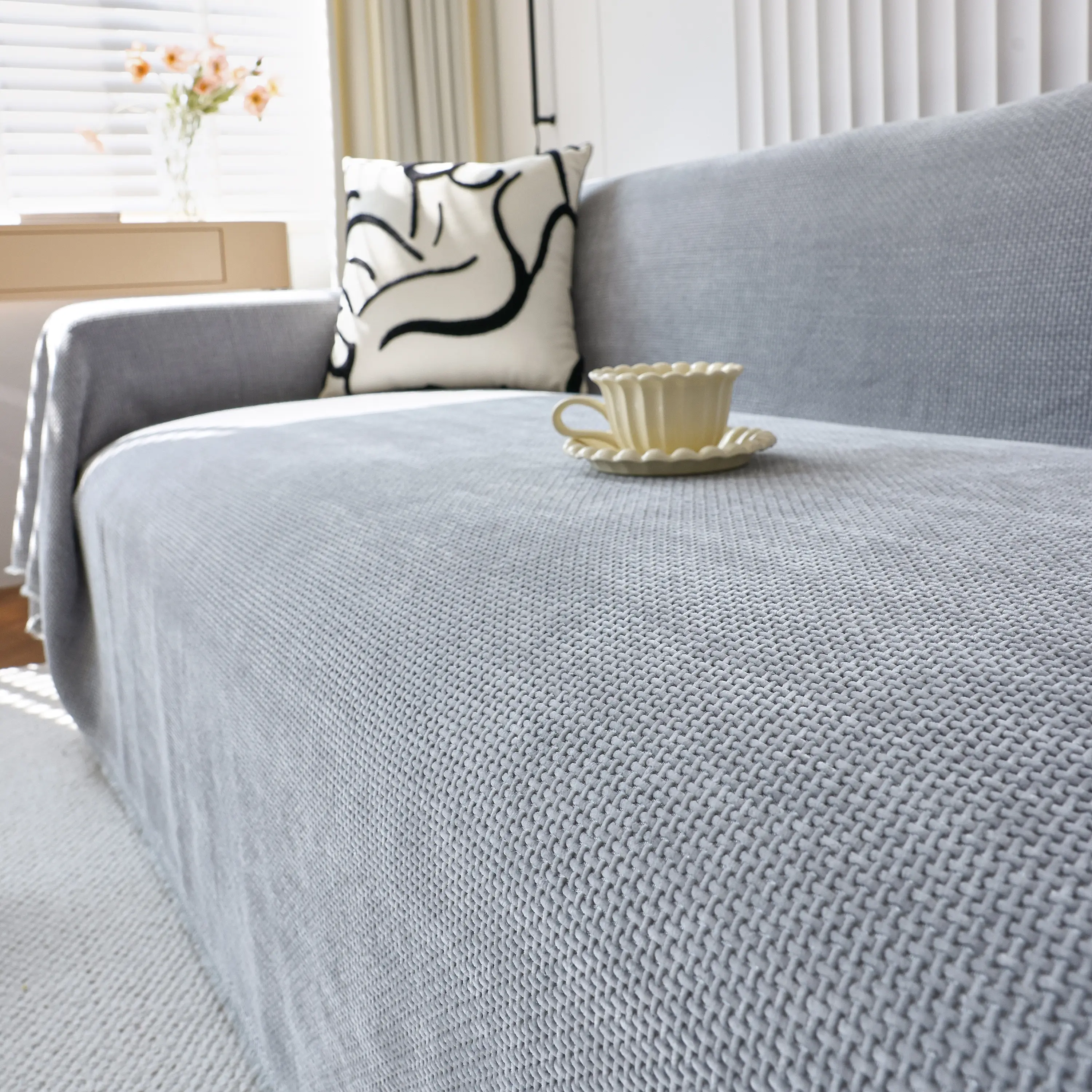 Chenille Thickened Solid Couch Blanket Throws, Reversible Couch Covers for Sectional Couches - Image 197