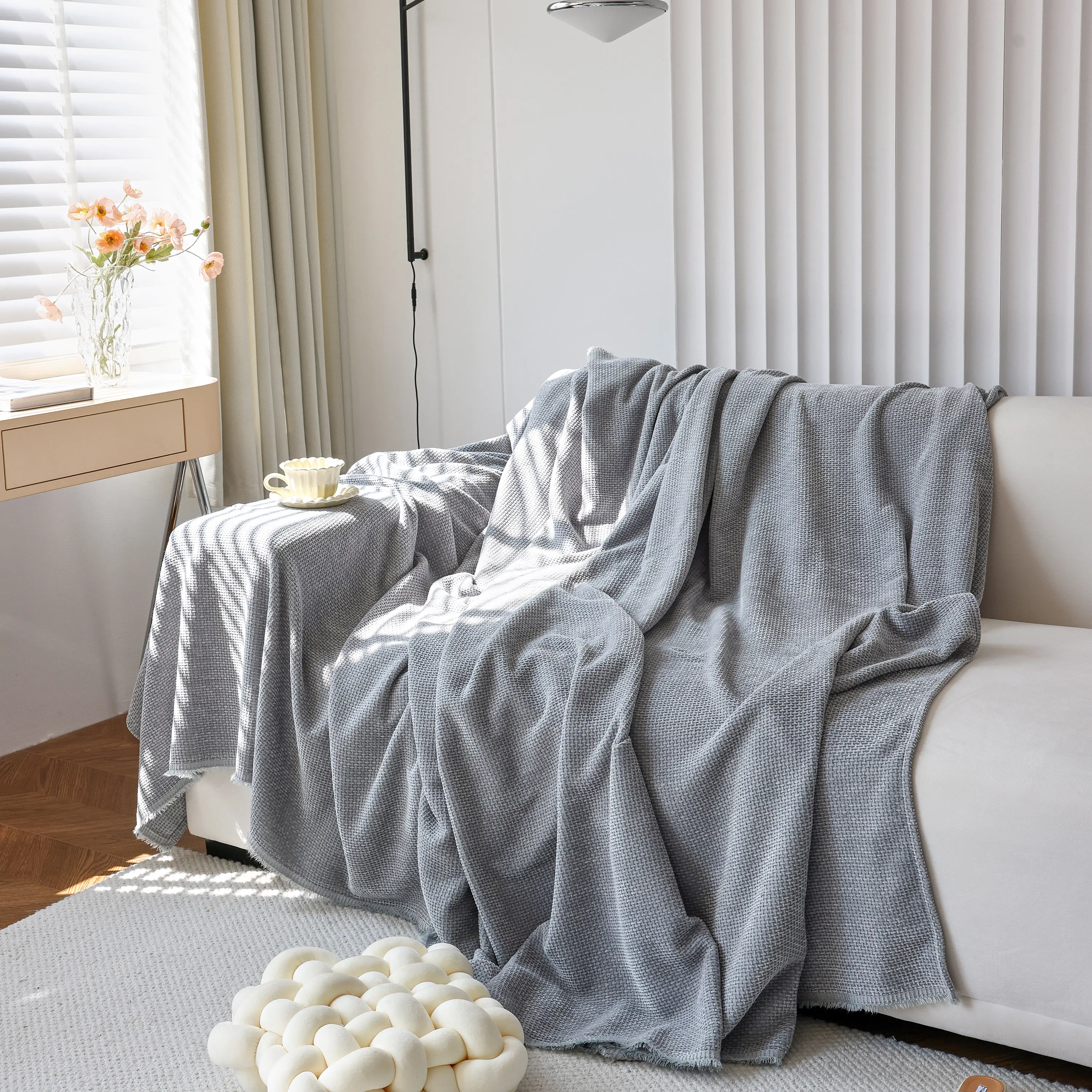Chenille Thickened Solid Couch Blanket Throws, Reversible Couch Covers for Sectional Couches - Image 205