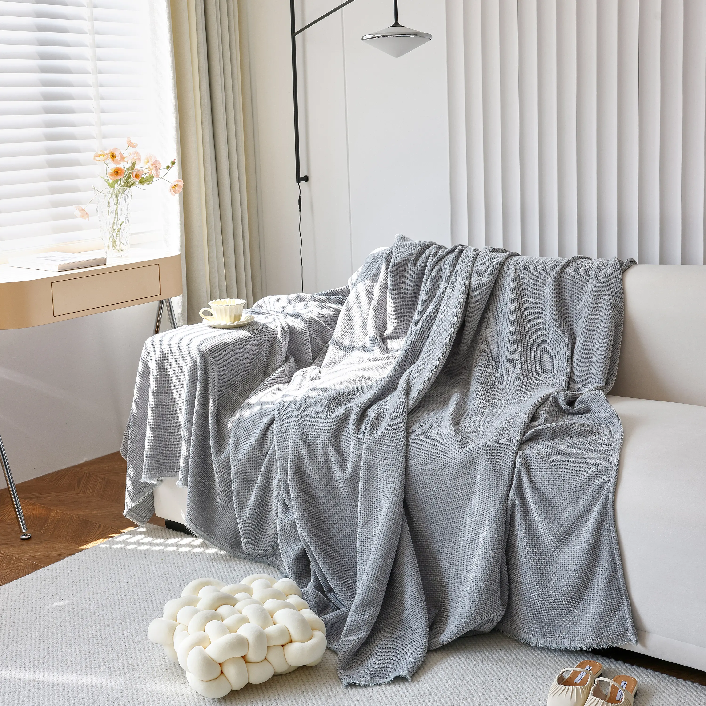 Chenille Thickened Solid Couch Blanket Throws, Reversible Couch Covers for Sectional Couches - Image 207