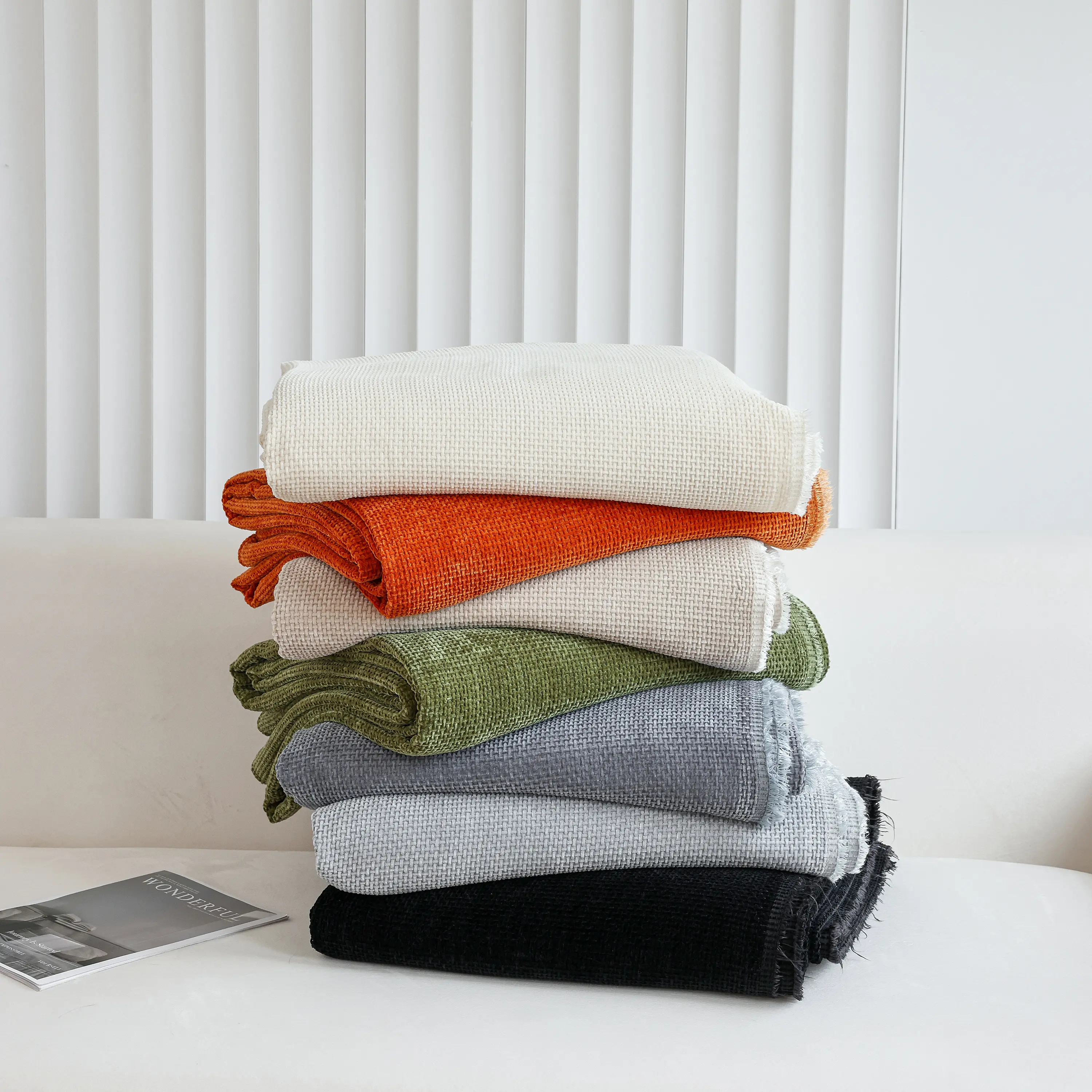 Chenille Thickened Solid Couch Blanket Throws, Reversible Couch Covers for Sectional Couches - Image 212