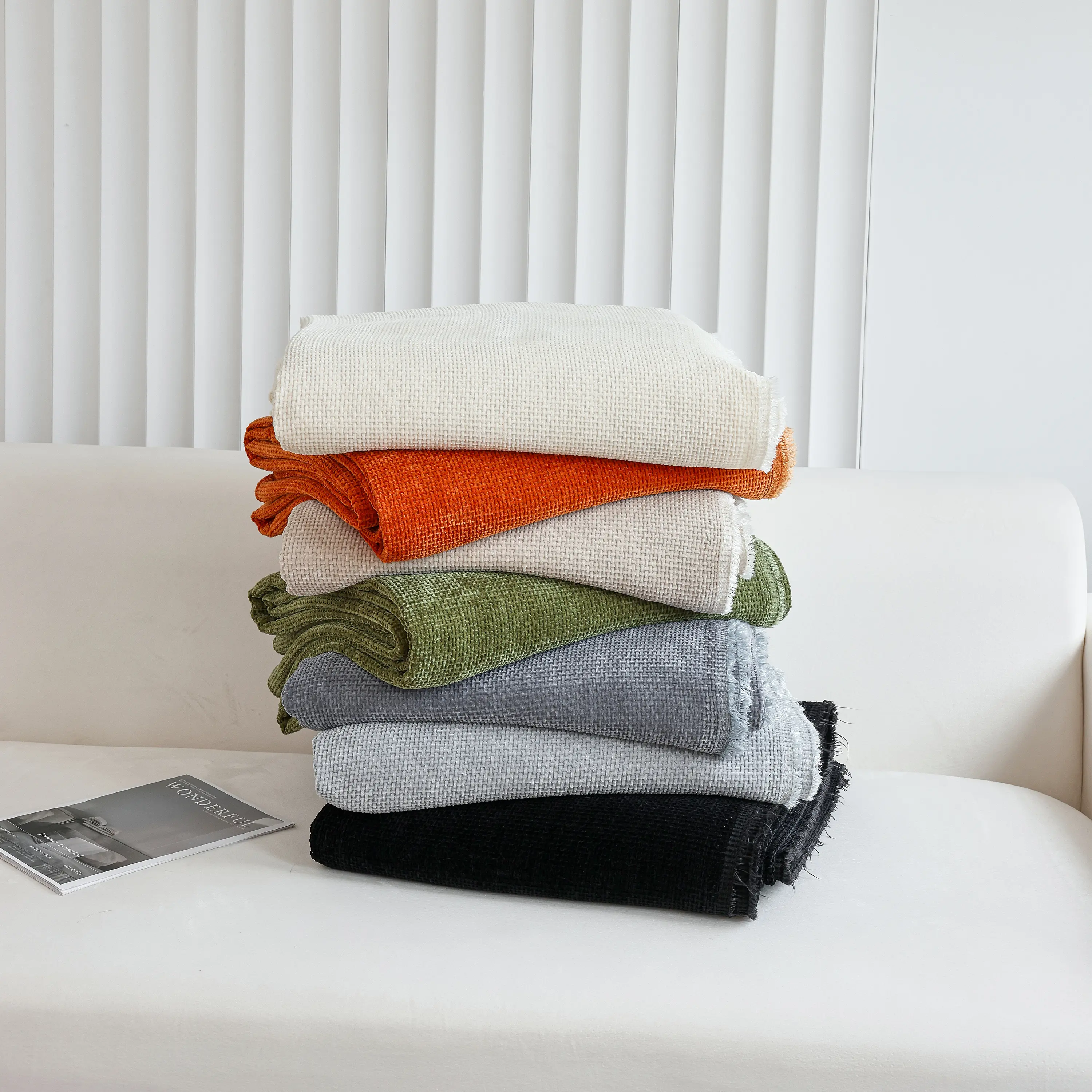Chenille Thickened Solid Couch Blanket Throws, Reversible Couch Covers for Sectional Couches - Image 213
