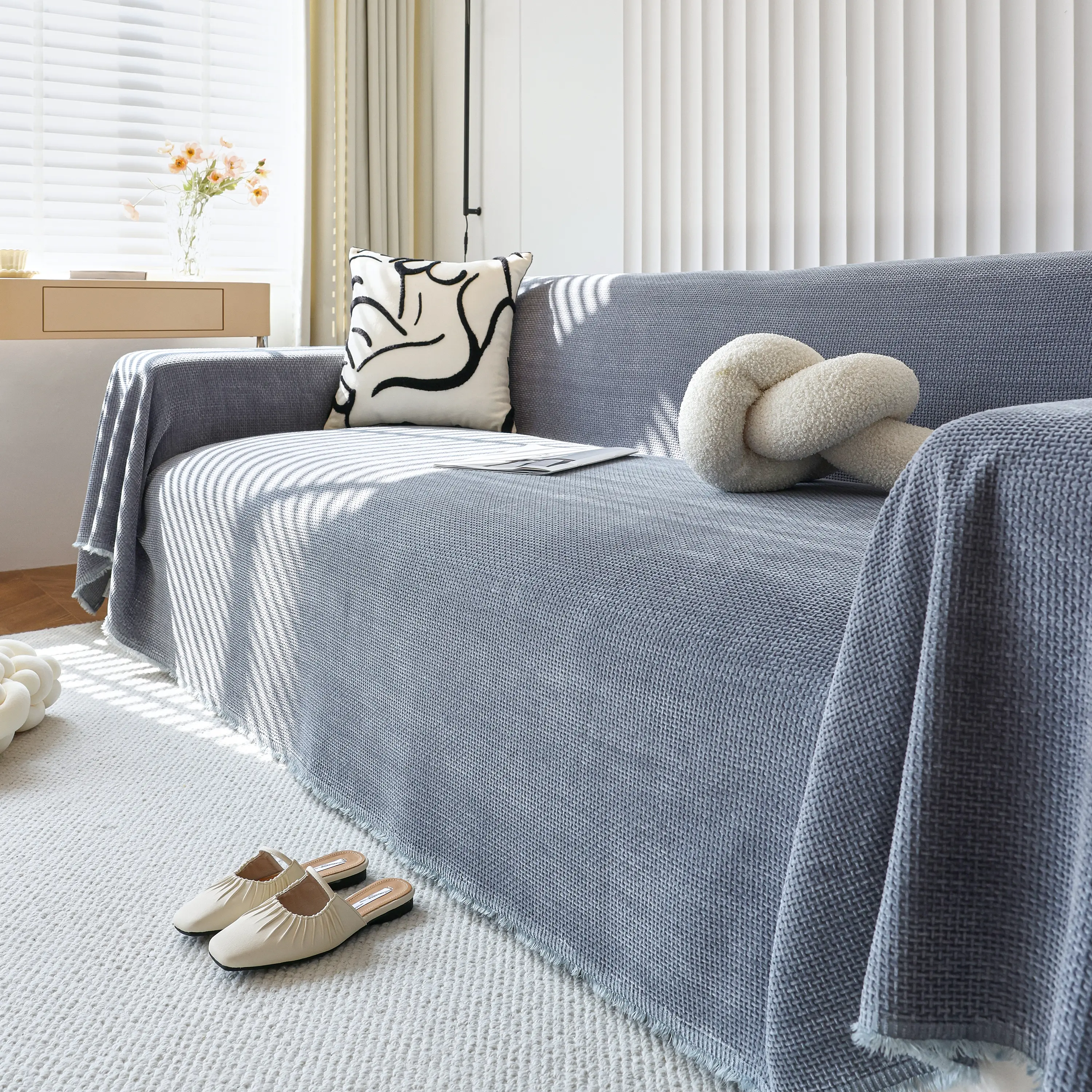 Chenille Thickened Solid Couch Blanket Throws, Reversible Couch Covers for Sectional Couches - Image 28
