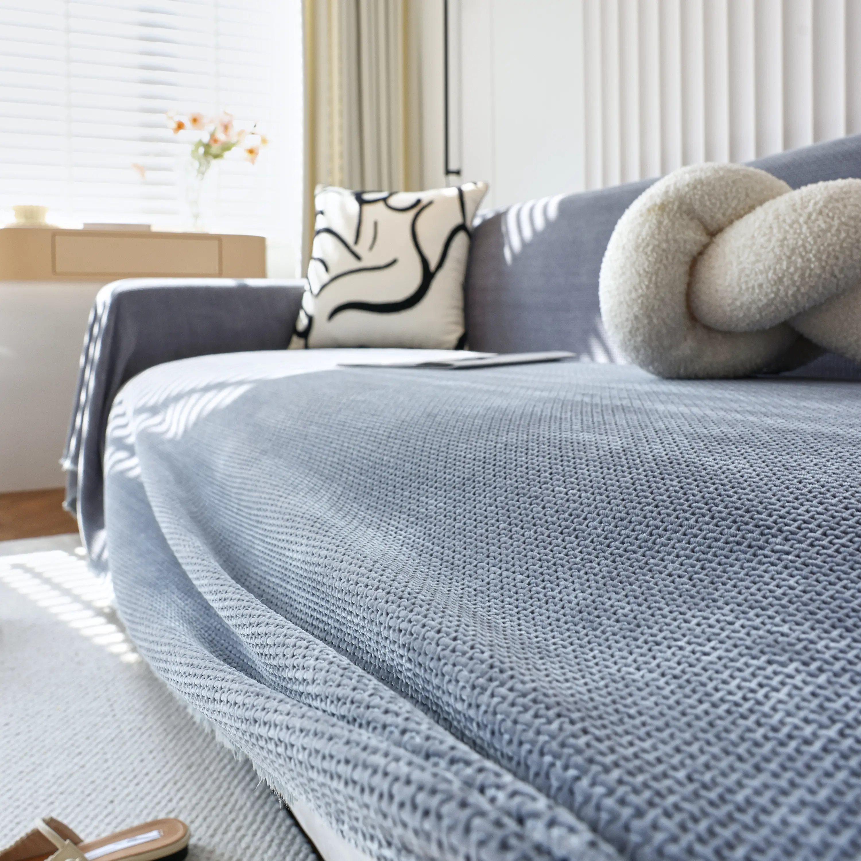 Chenille Thickened Solid Couch Blanket Throws, Reversible Couch Covers for Sectional Couches - Image 31