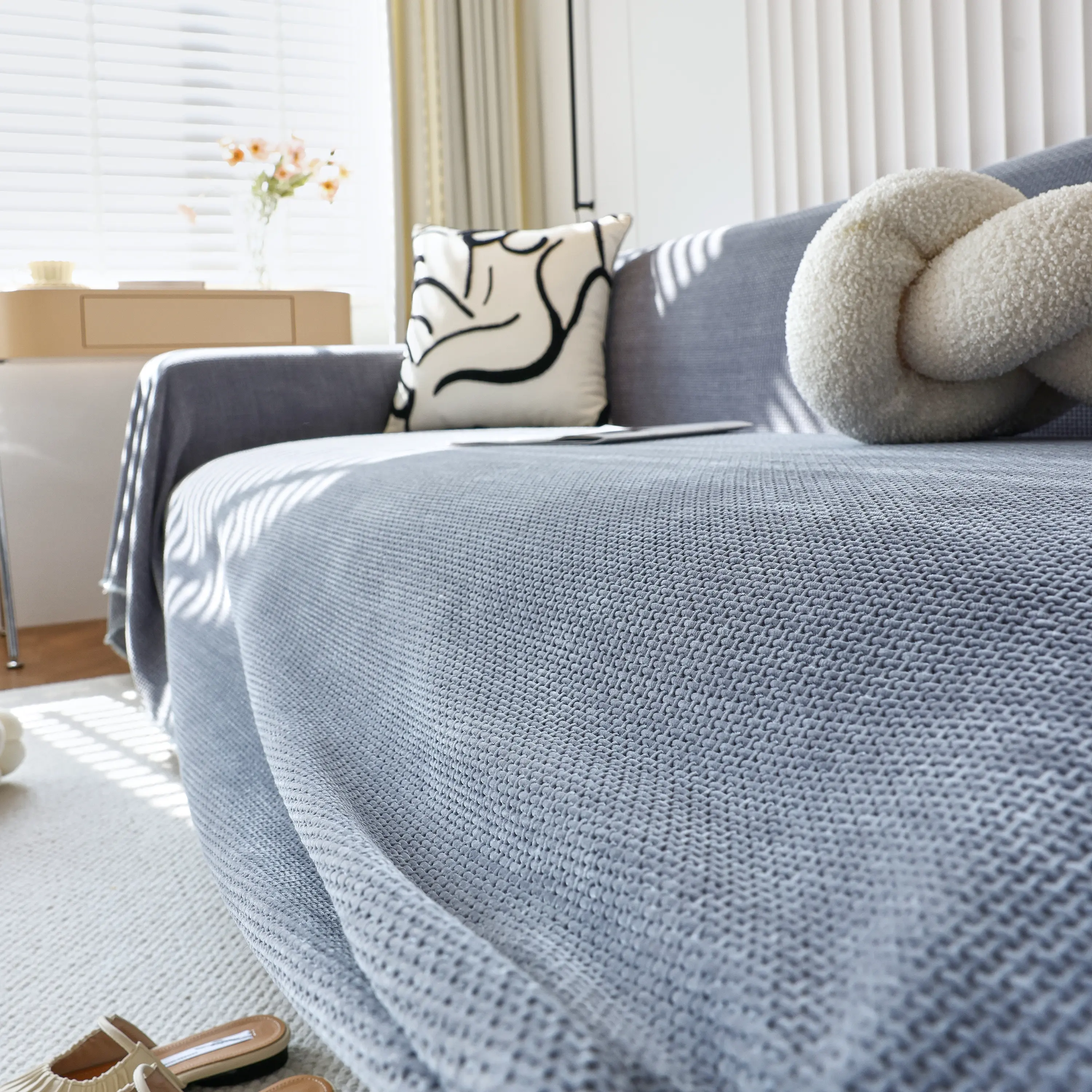 Chenille Thickened Solid Couch Blanket Throws, Reversible Couch Covers for Sectional Couches - Image 32