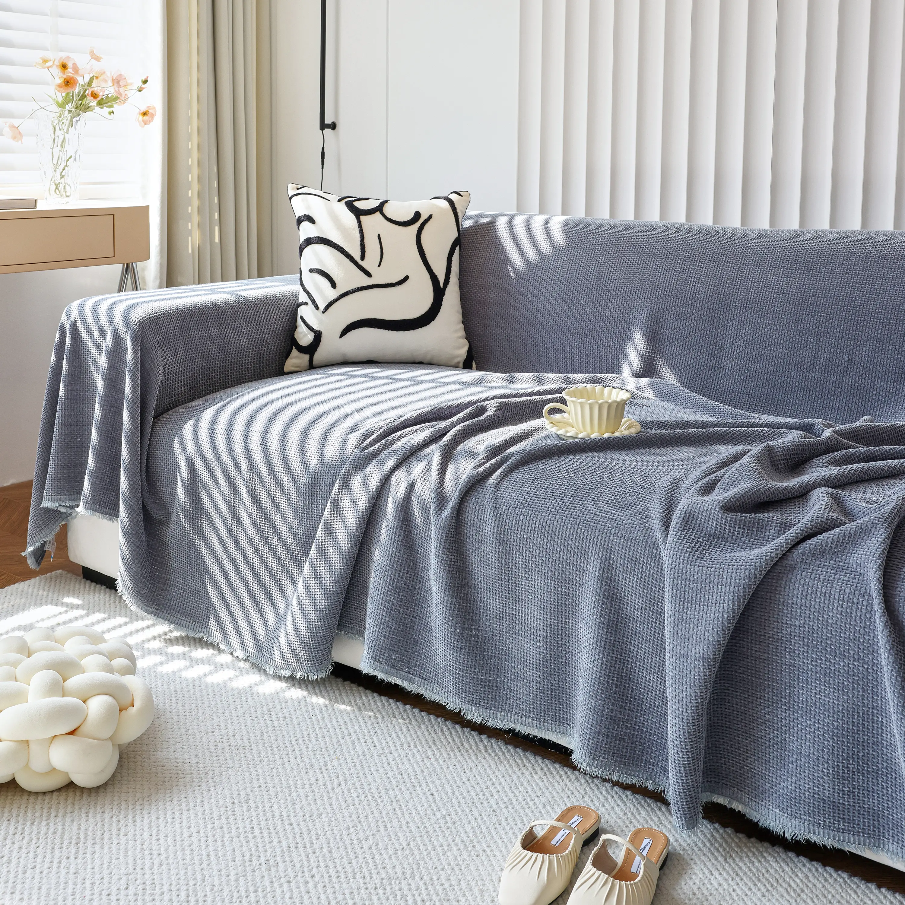 Chenille Thickened Solid Couch Blanket Throws, Reversible Couch Covers for Sectional Couches - Image 36