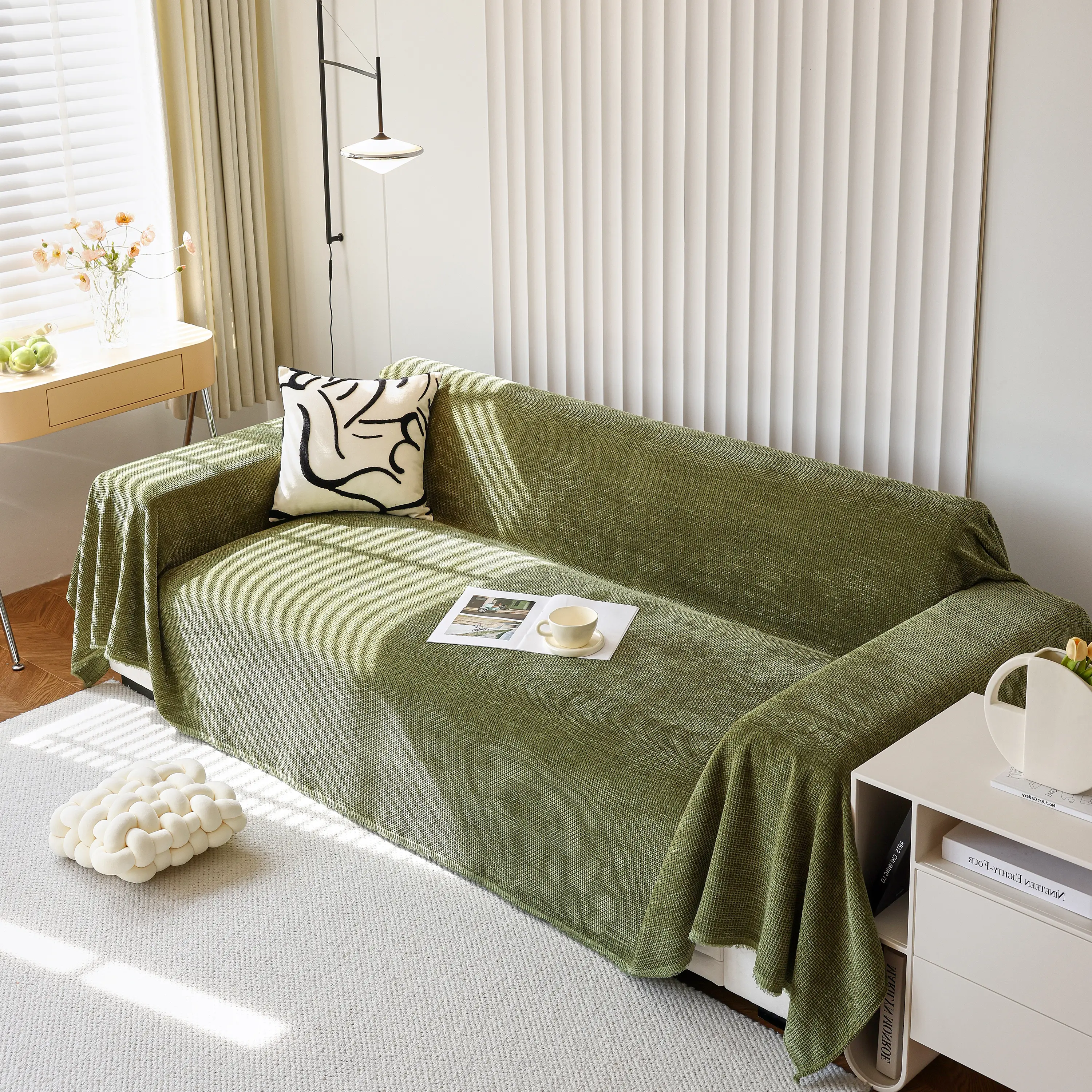 Chenille Thickened Solid Couch Blanket Throws, Reversible Couch Covers for Sectional Couches - Image 43
