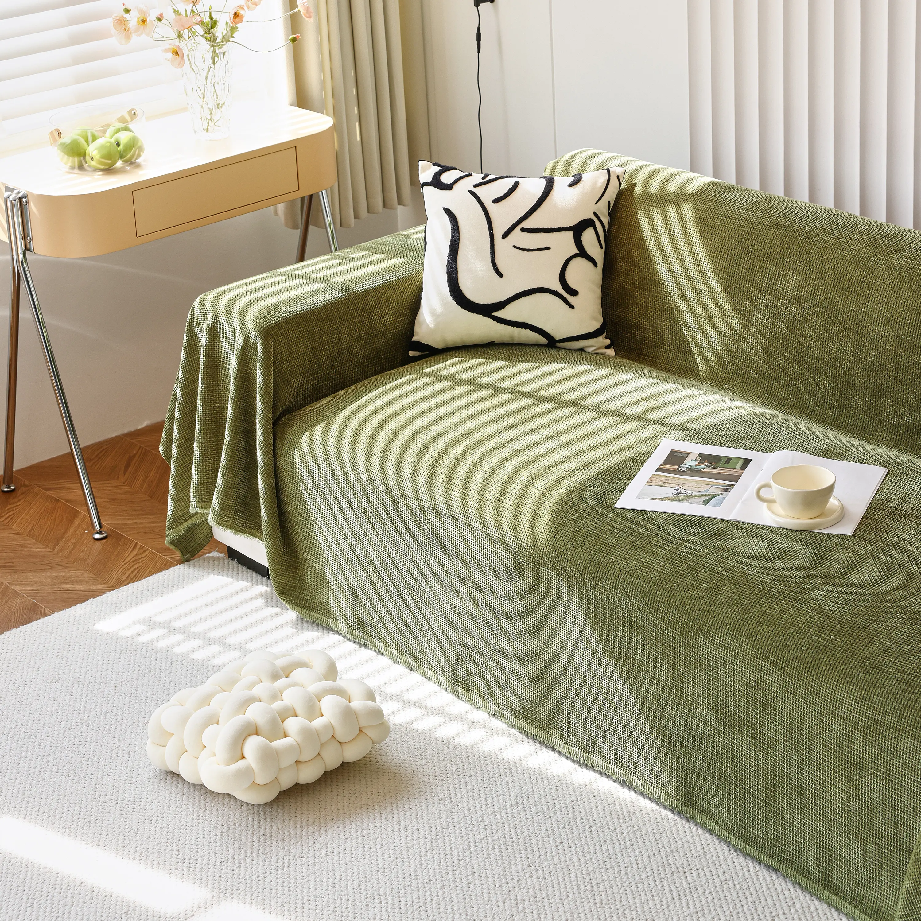 Chenille Thickened Solid Couch Blanket Throws, Reversible Couch Covers for Sectional Couches - Image 46