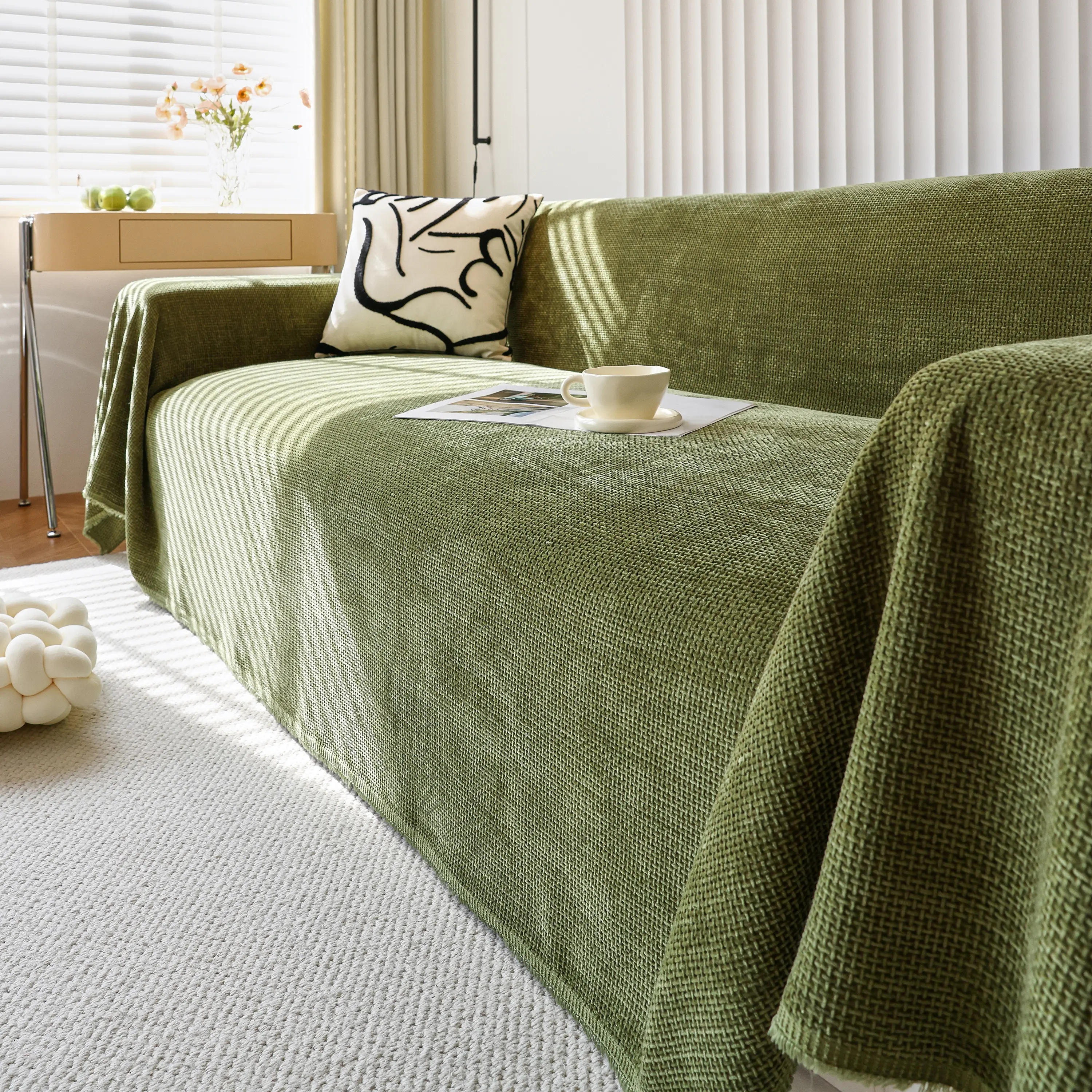 Chenille Thickened Solid Couch Blanket Throws, Reversible Couch Covers for Sectional Couches - Image 51