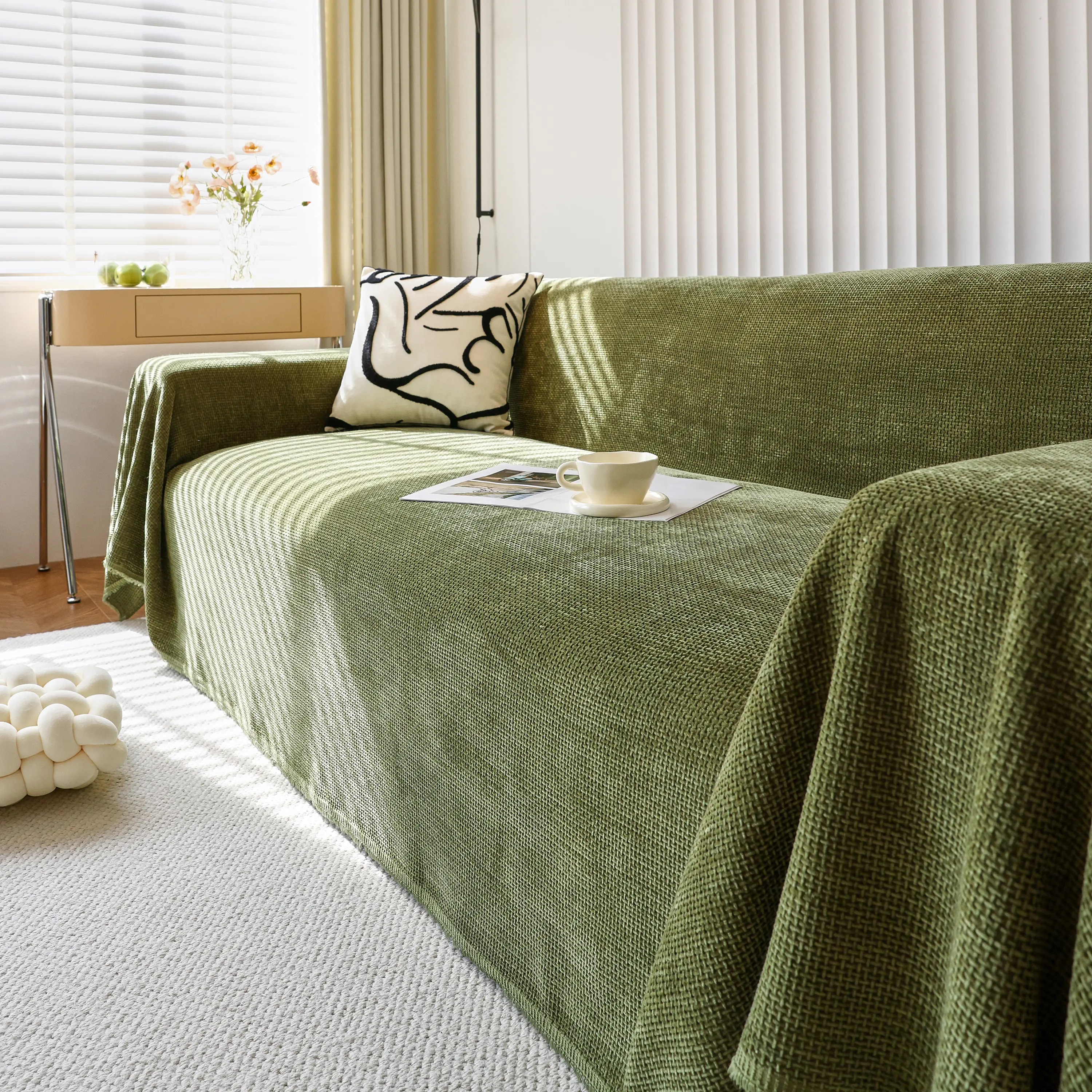 Chenille Thickened Solid Couch Blanket Throws, Reversible Couch Covers for Sectional Couches - Image 52