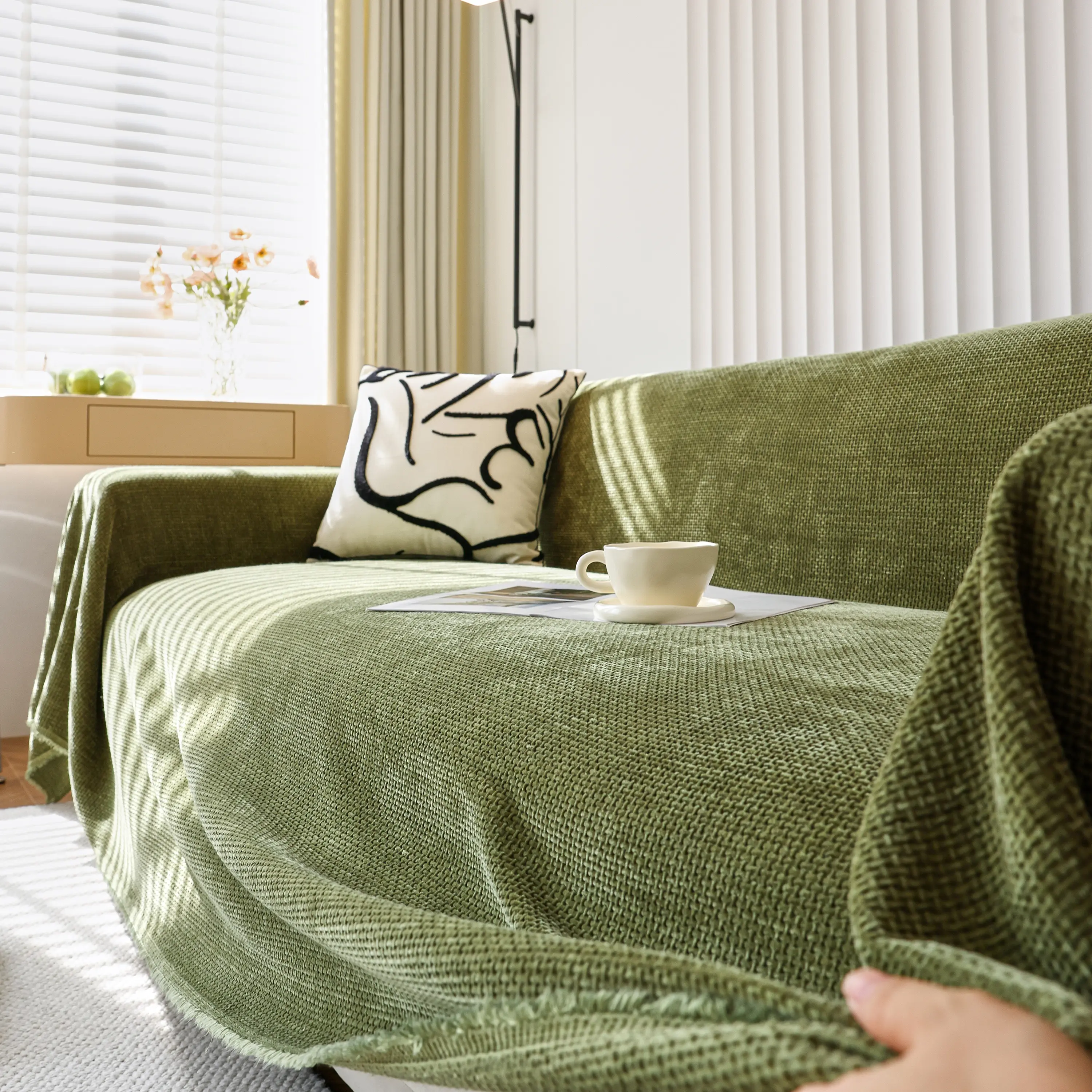 Chenille Thickened Solid Couch Blanket Throws, Reversible Couch Covers for Sectional Couches - Image 53