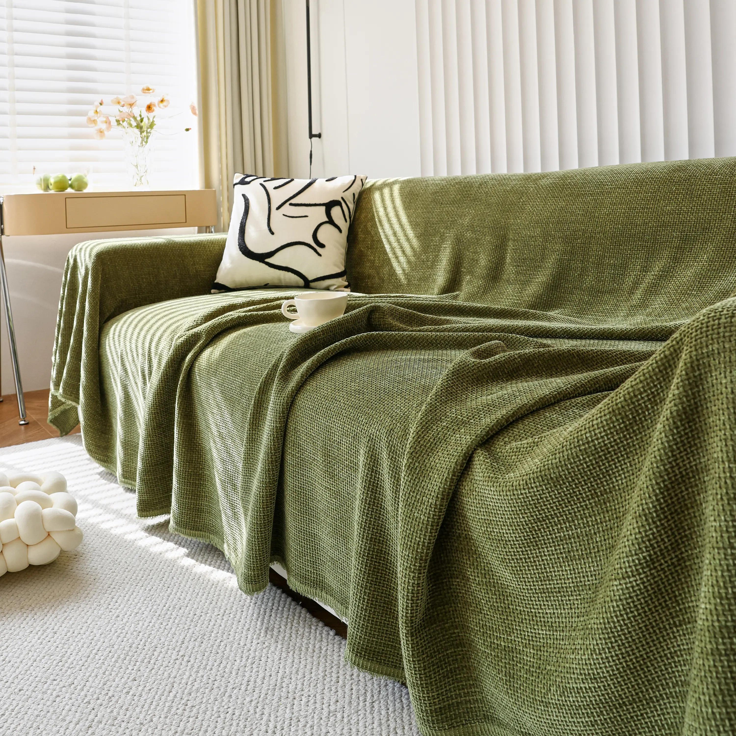 Chenille Thickened Solid Couch Blanket Throws, Reversible Couch Covers for Sectional Couches - Image 55