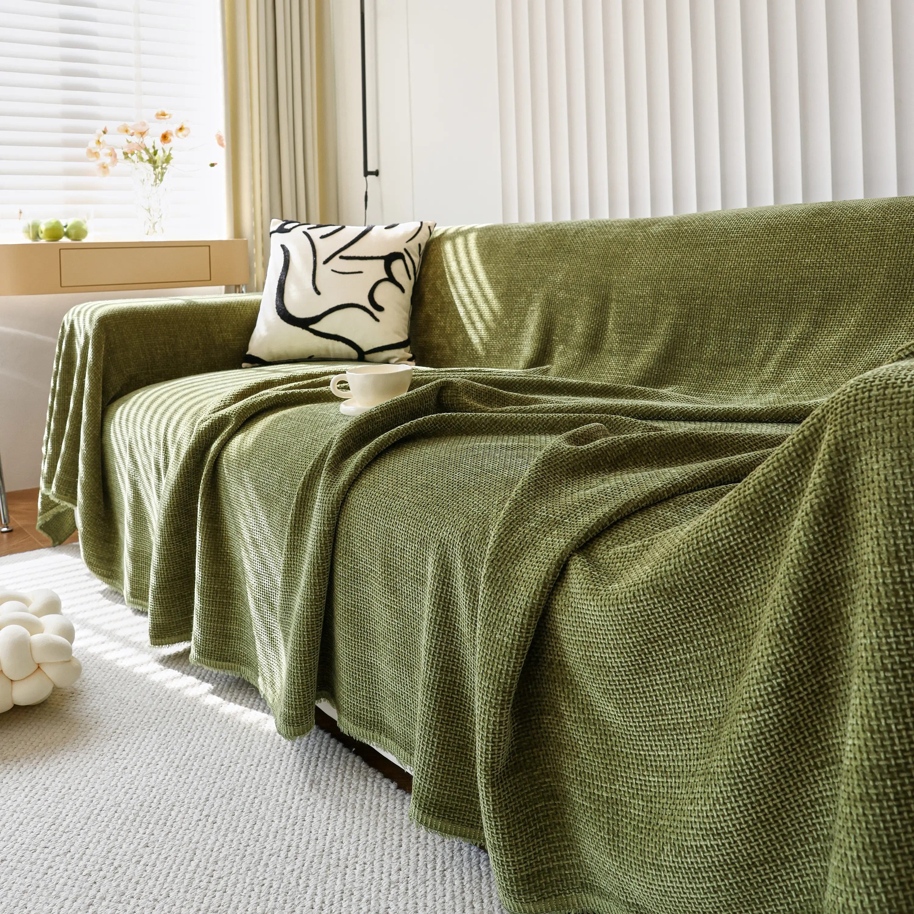 Chenille Thickened Solid Couch Blanket Throws, Reversible Couch Covers for Sectional Couches - Image 56