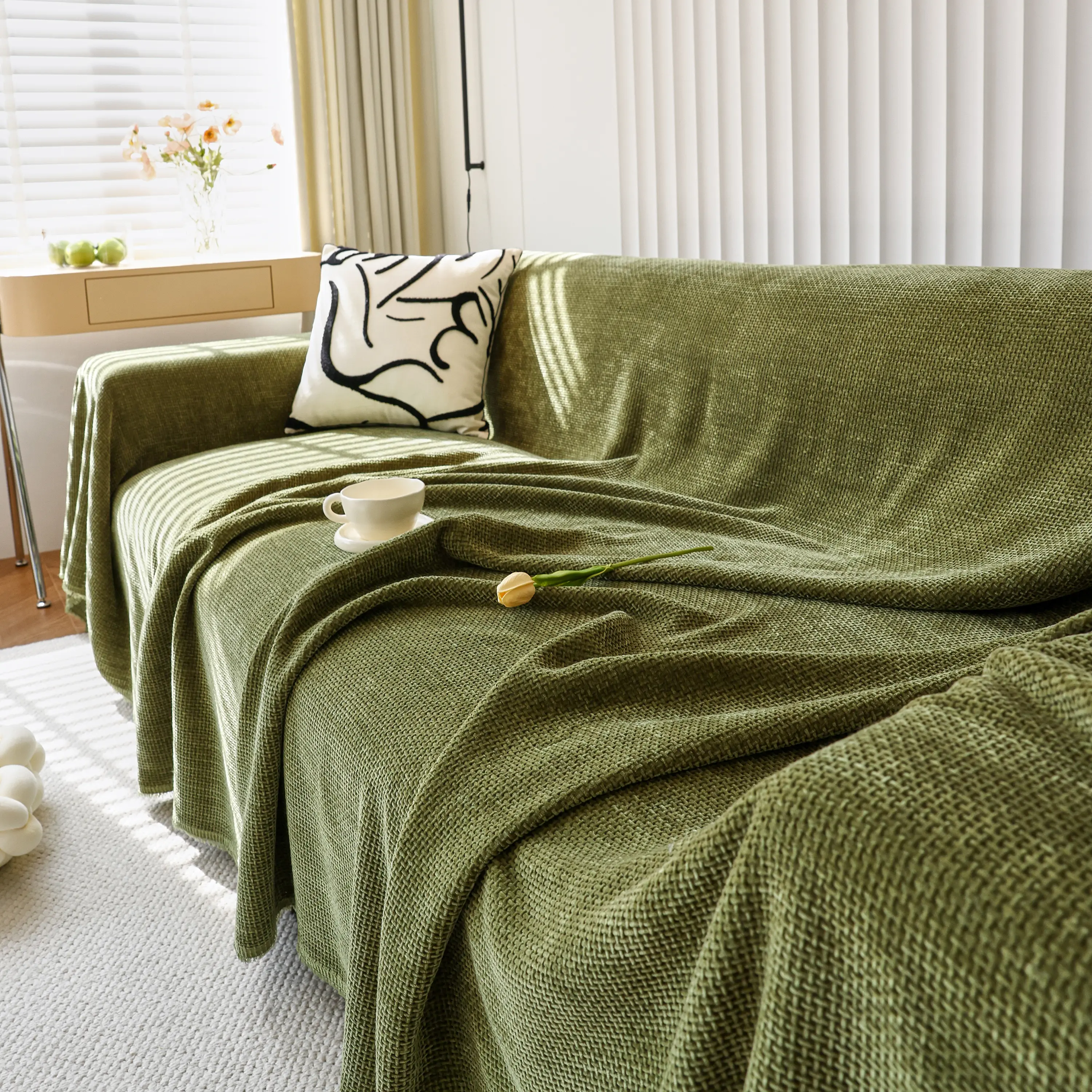Chenille Thickened Solid Couch Blanket Throws, Reversible Couch Covers for Sectional Couches - Image 57