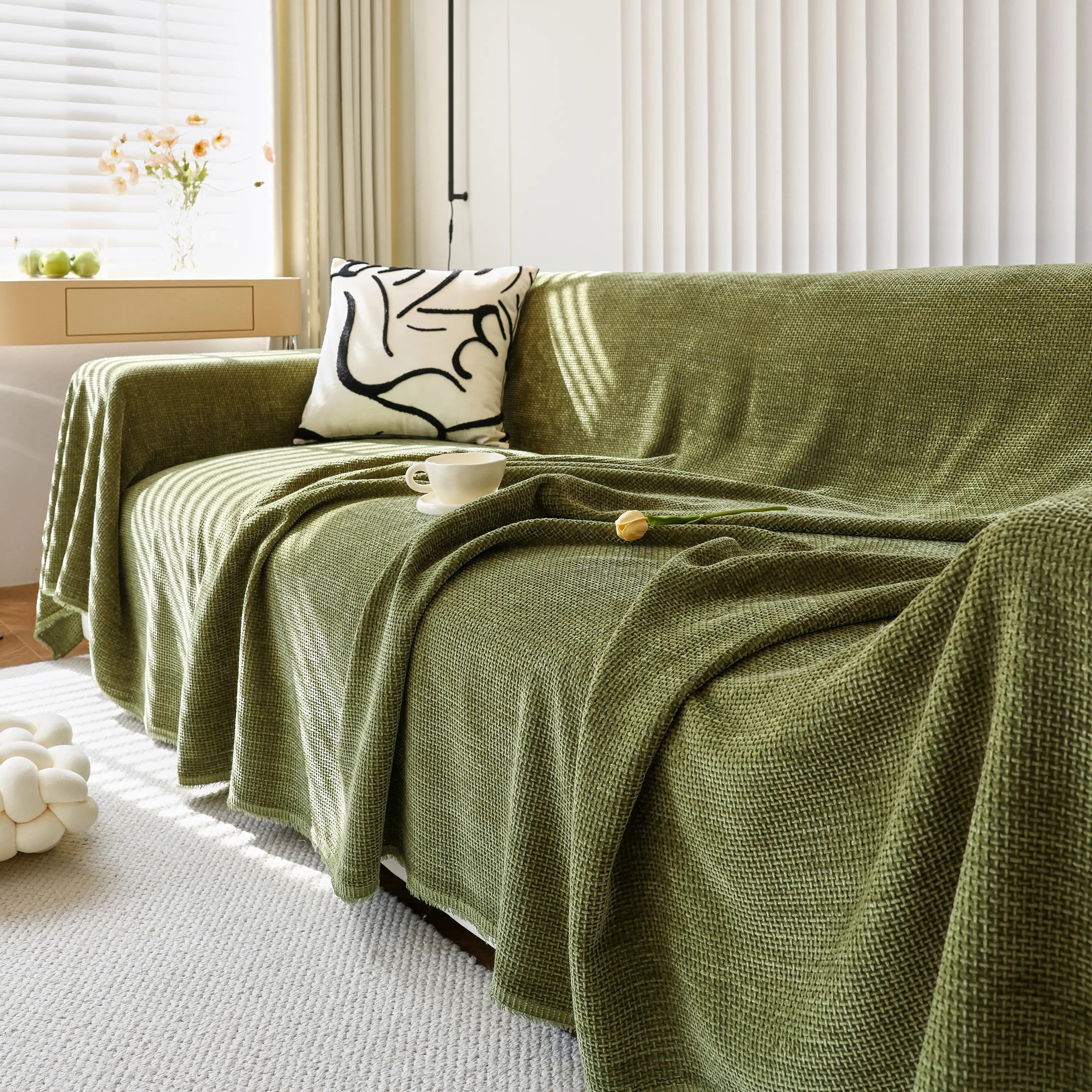 Chenille Thickened Solid Couch Blanket Throws, Reversible Couch Covers for Sectional Couches - Image 58