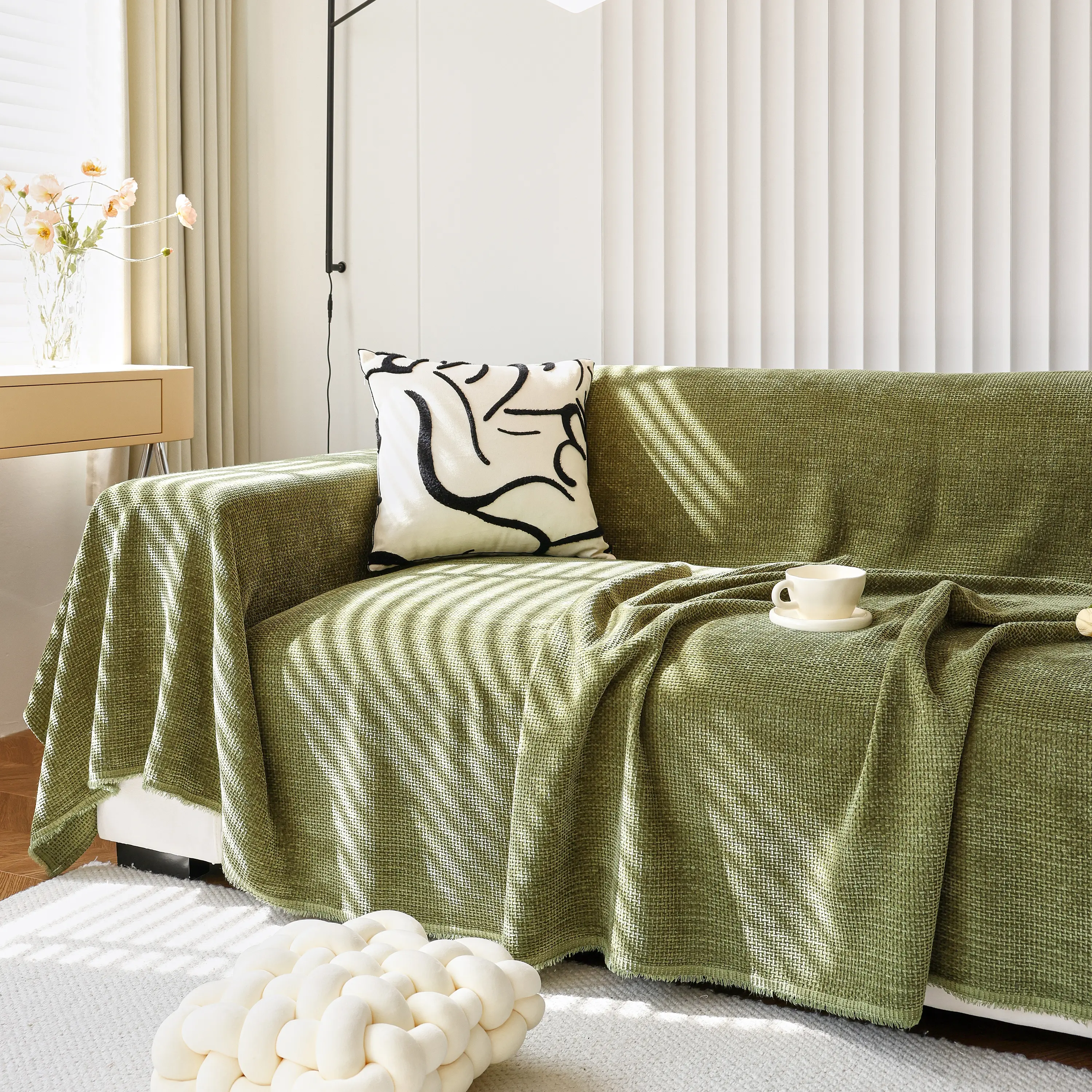 Chenille Thickened Solid Couch Blanket Throws, Reversible Couch Covers for Sectional Couches - Image 59