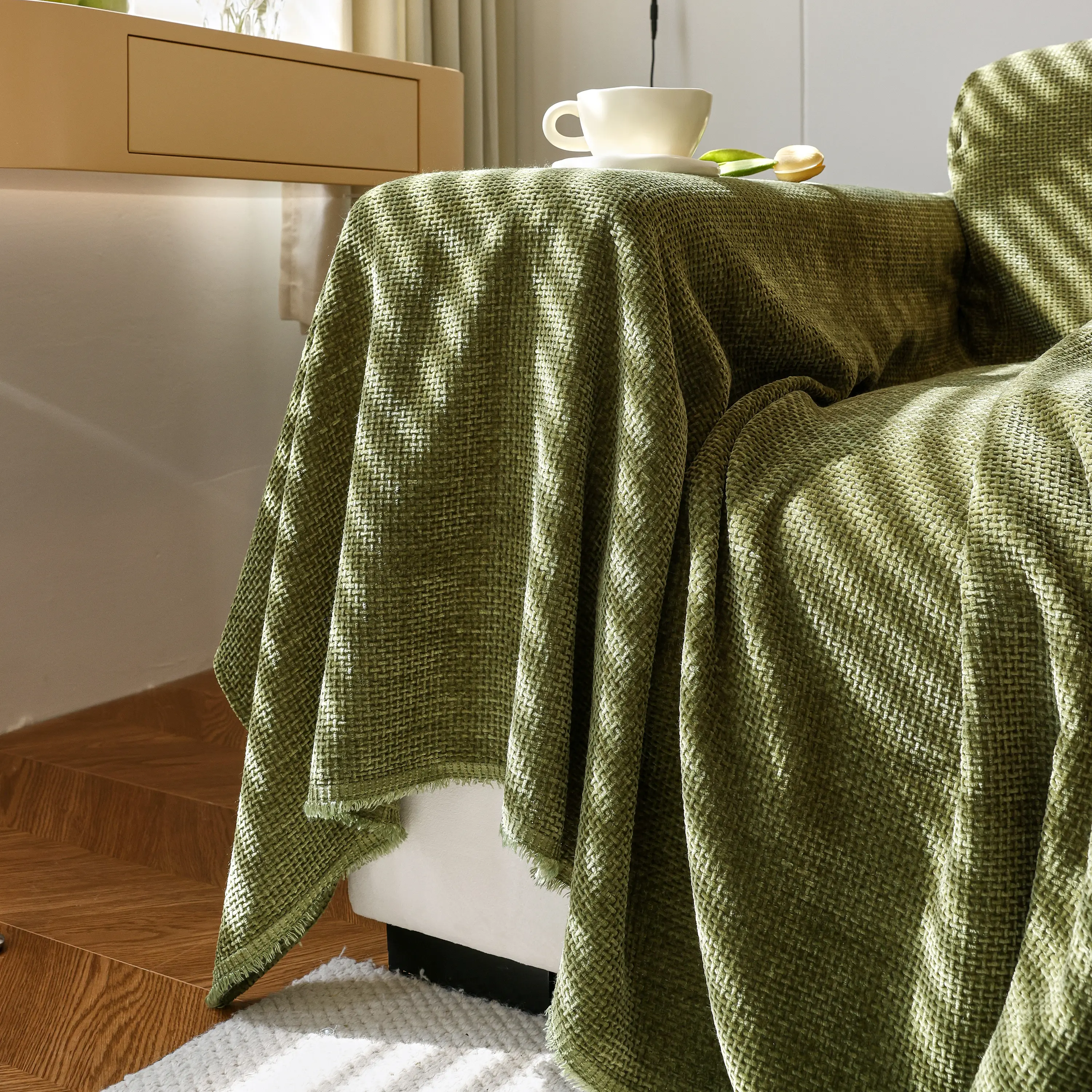 Chenille Thickened Solid Couch Blanket Throws, Reversible Couch Covers for Sectional Couches - Image 63