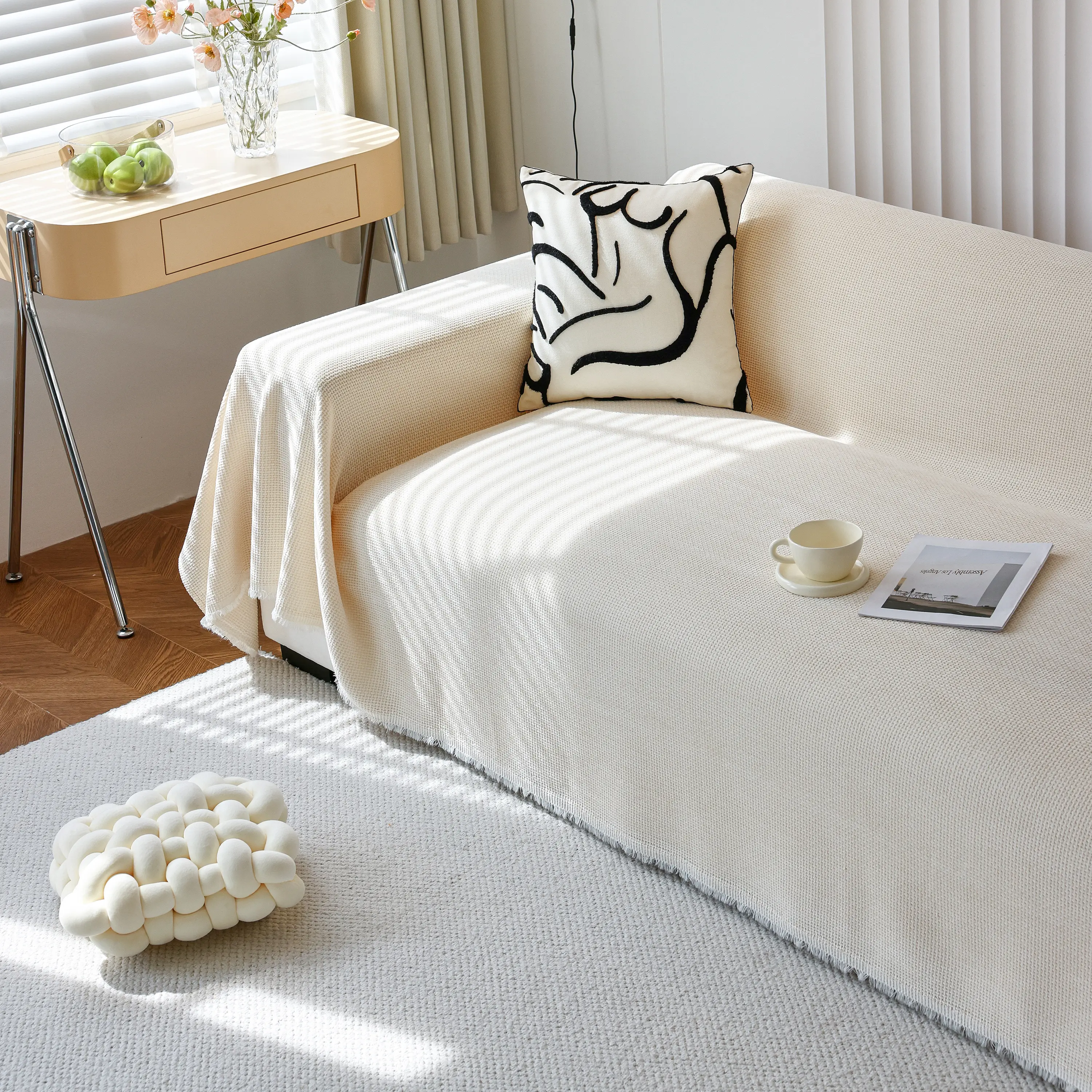 Chenille Thickened Solid Couch Blanket Throws, Reversible Couch Covers for Sectional Couches - Image 73