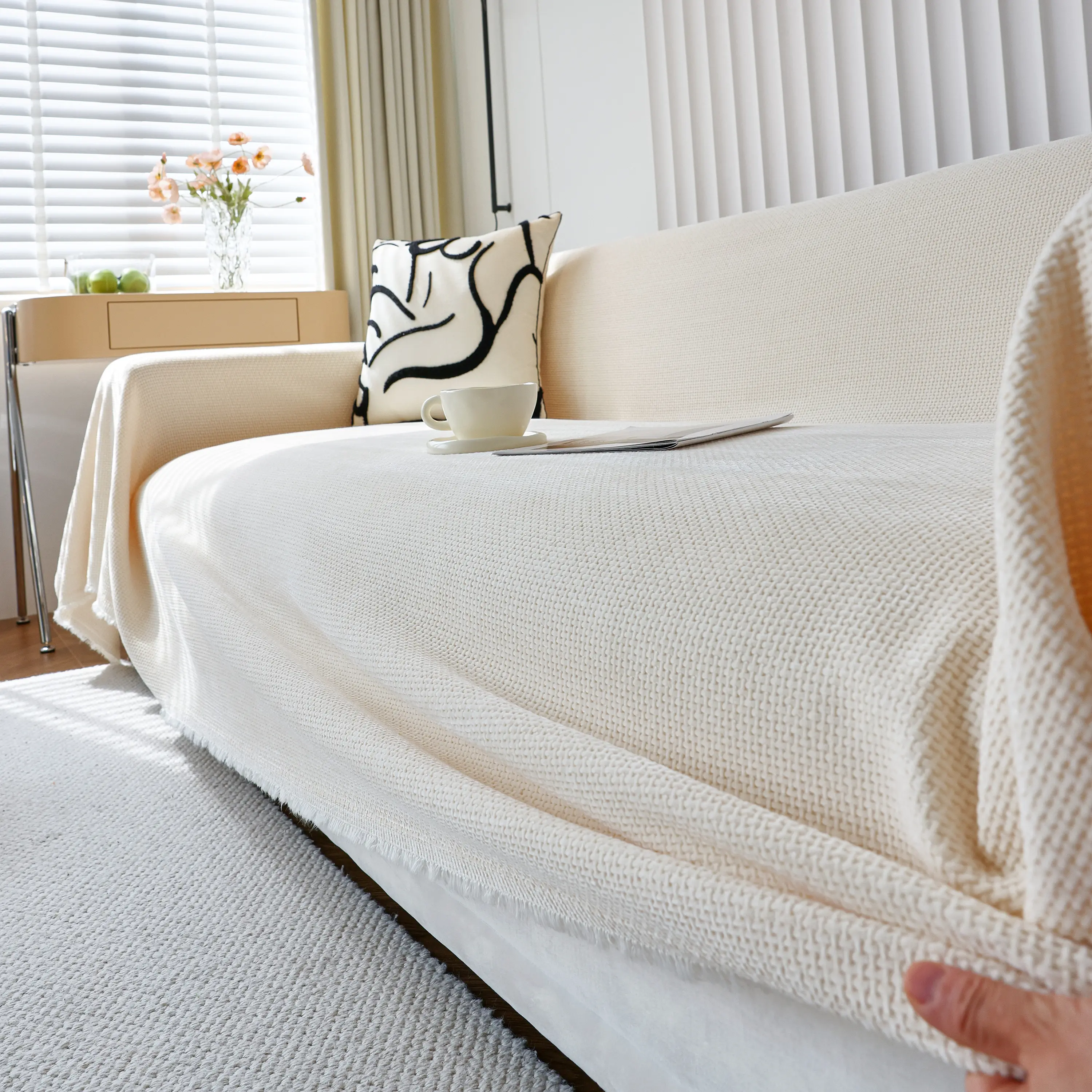 Chenille Thickened Solid Couch Blanket Throws, Reversible Couch Covers for Sectional Couches - Image 82