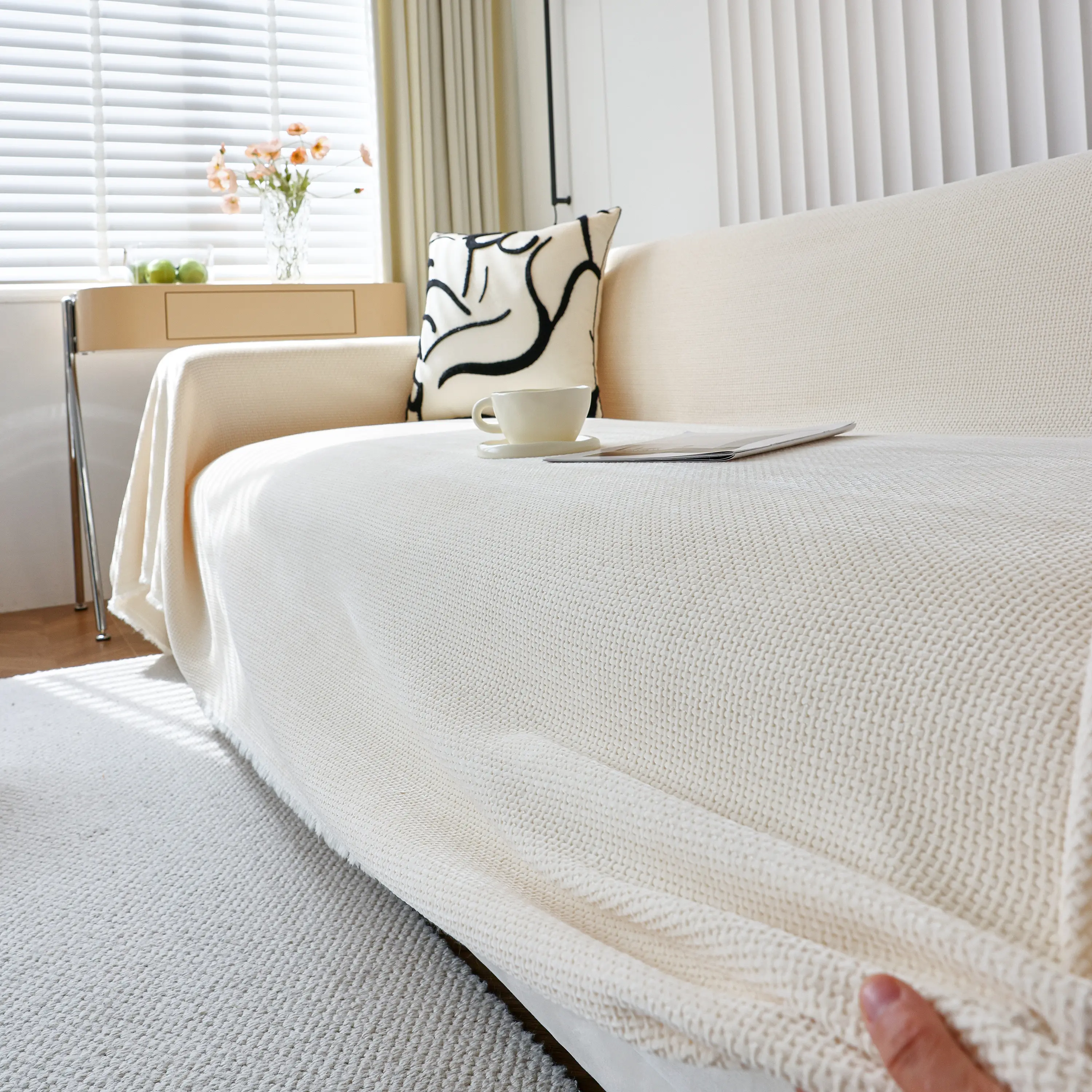 Chenille Thickened Solid Couch Blanket Throws, Reversible Couch Covers for Sectional Couches - Image 83