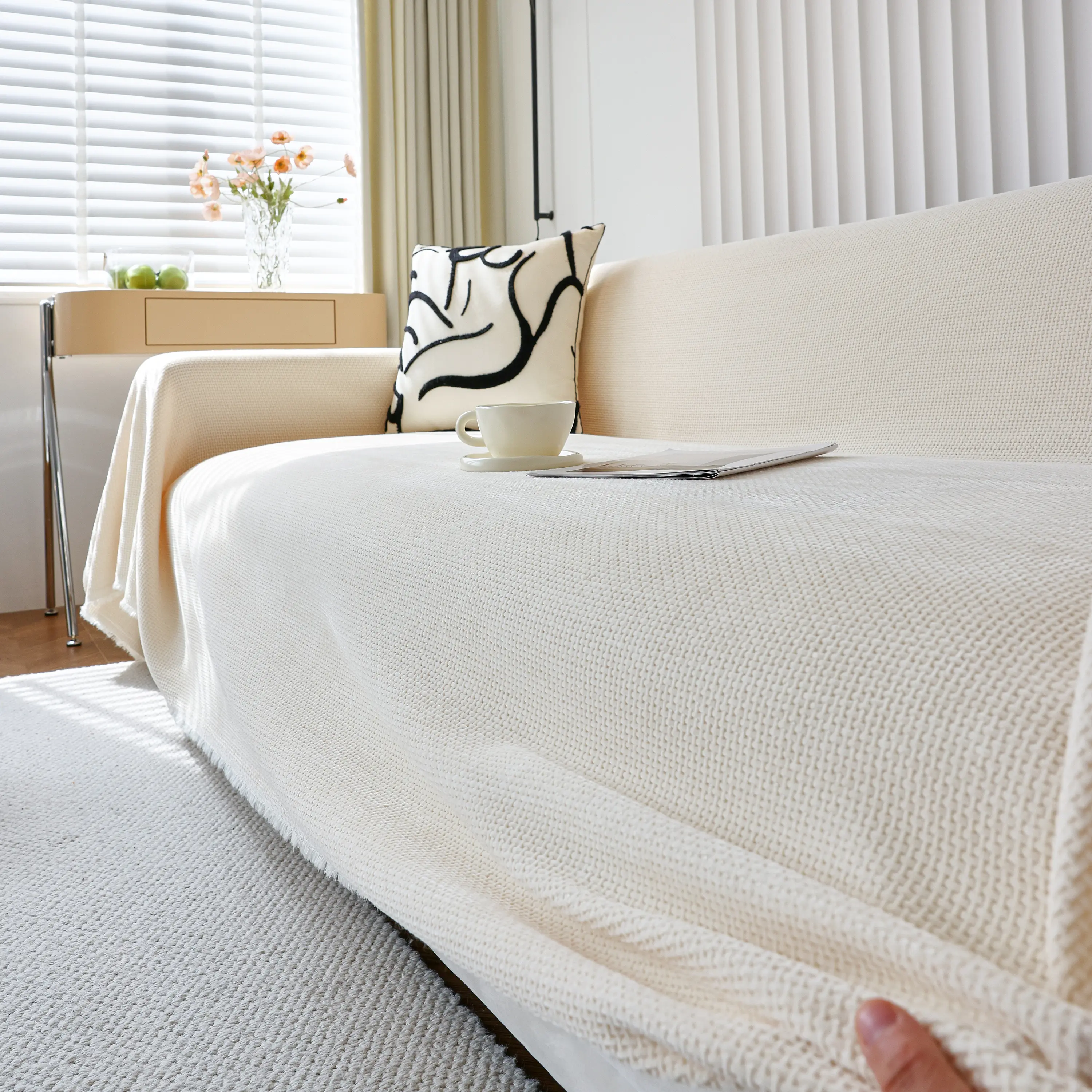 Chenille Thickened Solid Couch Blanket Throws, Reversible Couch Covers for Sectional Couches - Image 84