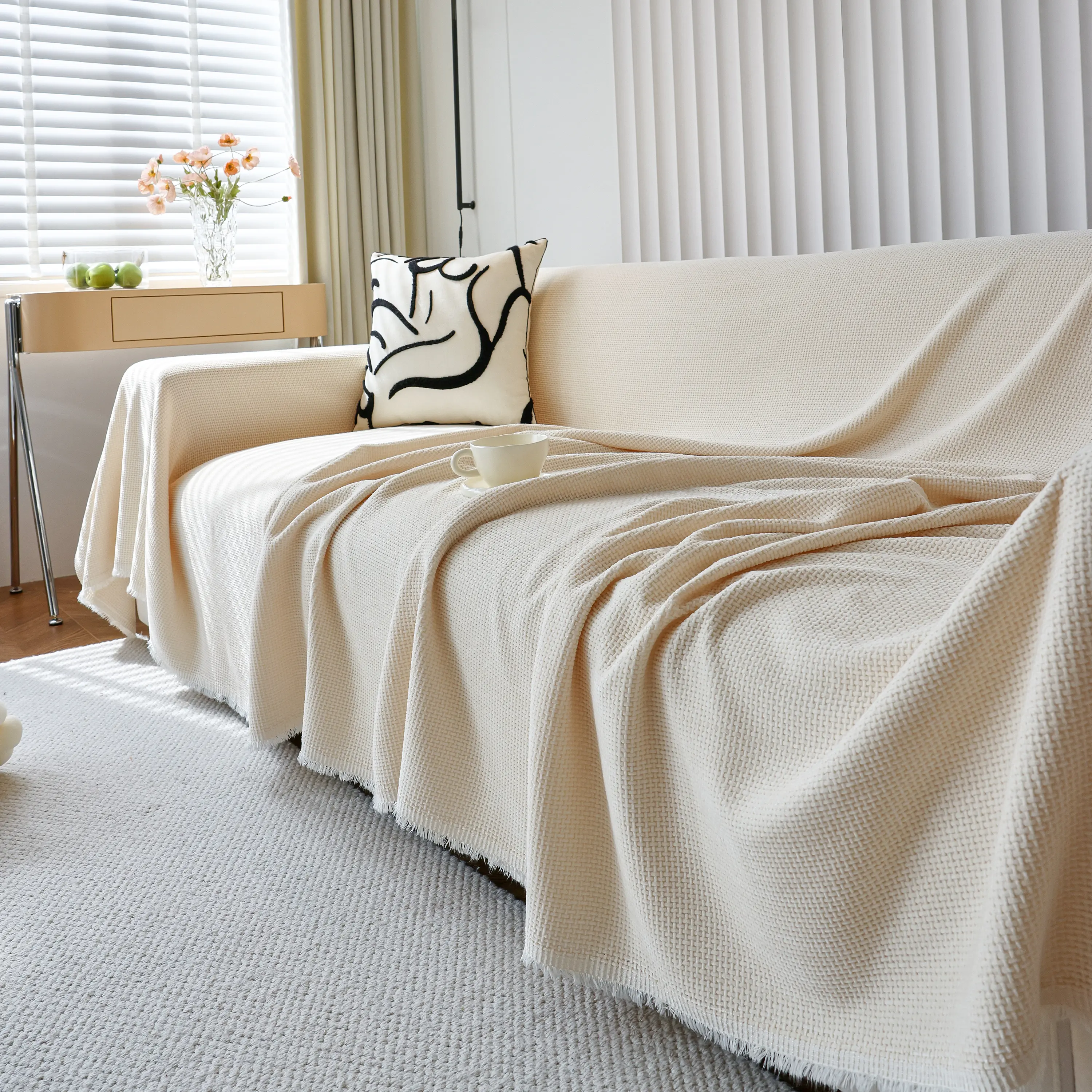 Chenille Thickened Solid Couch Blanket Throws, Reversible Couch Covers for Sectional Couches - Image 87