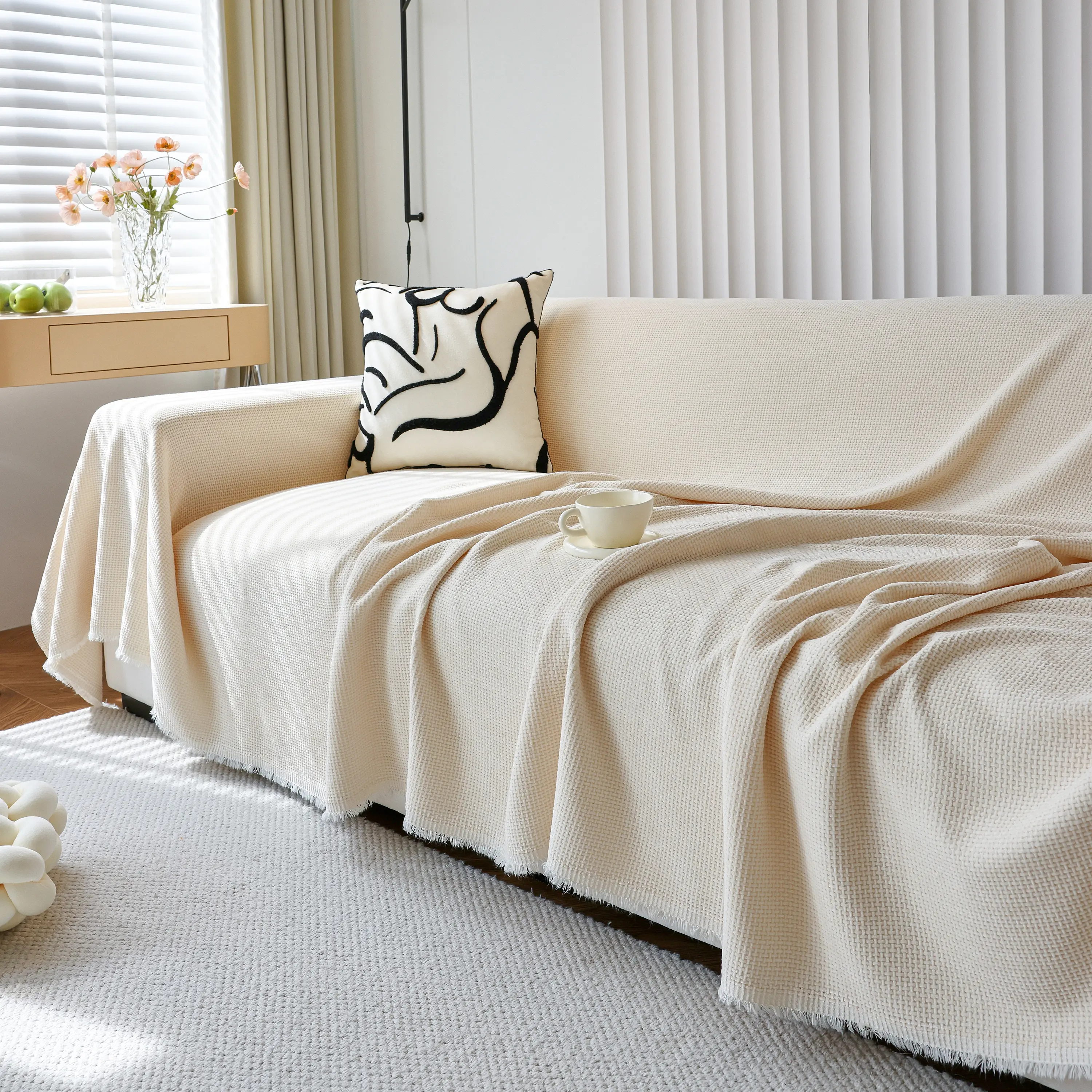 Chenille Thickened Solid Couch Blanket Throws, Reversible Couch Covers for Sectional Couches - Image 88