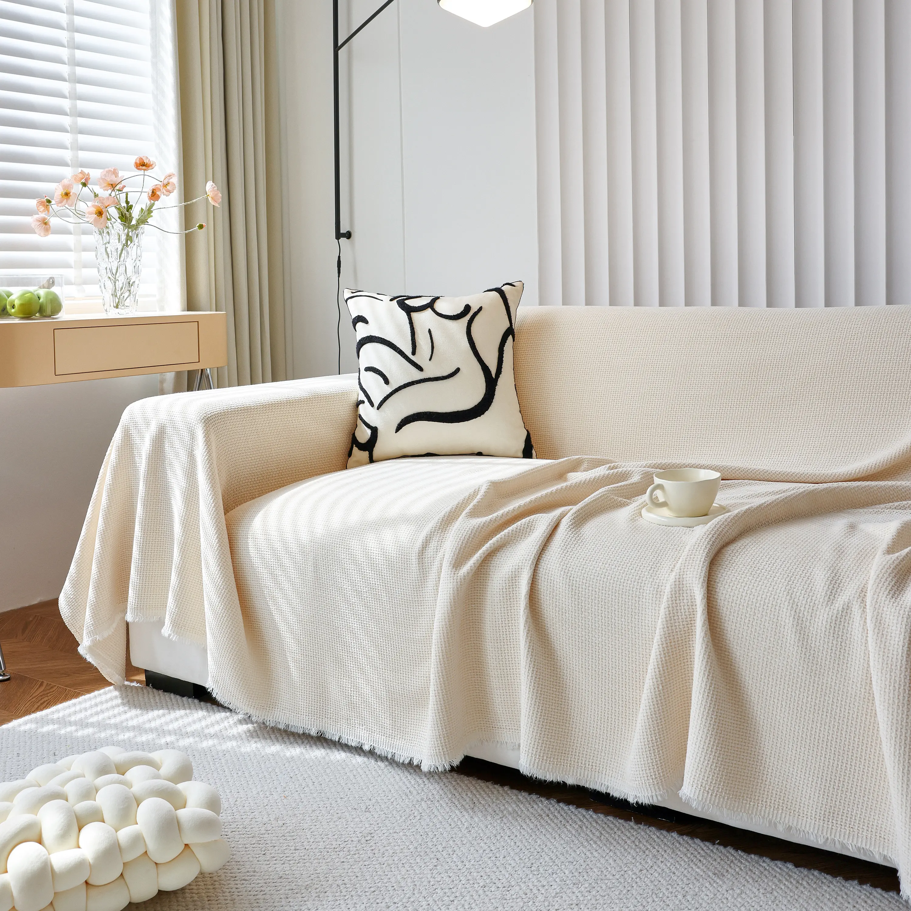 Chenille Thickened Solid Couch Blanket Throws, Reversible Couch Covers for Sectional Couches - Image 90