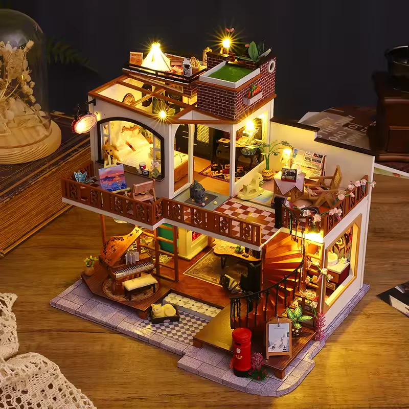 Cherish Time Dollhouse Kit - Miniature Wizardi Roombox Kit with LED Light F07M51-75-ES008-A - Image 2