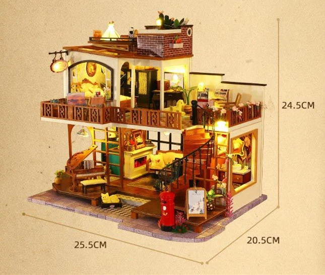 Cherish Time Dollhouse Kit - Miniature Wizardi Roombox Kit with LED Light F07M51-75-ES008-A - Image 5