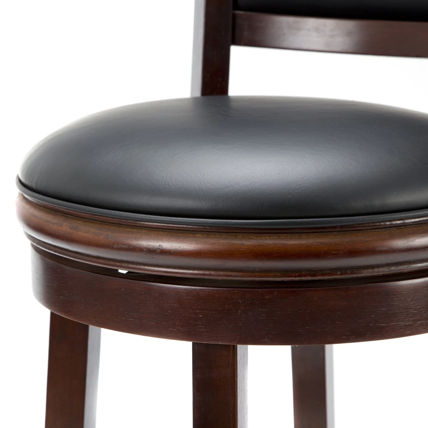 Cherry 29-inch Solid Wood Bar Stool with Faux Leather Swivel Seat - Image 3