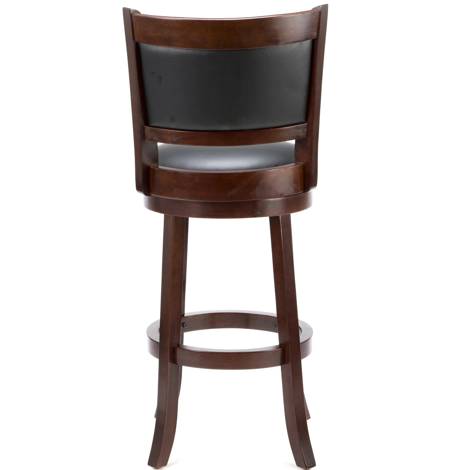 Cherry 29-inch Solid Wood Bar Stool with Faux Leather Swivel Seat - Image 4