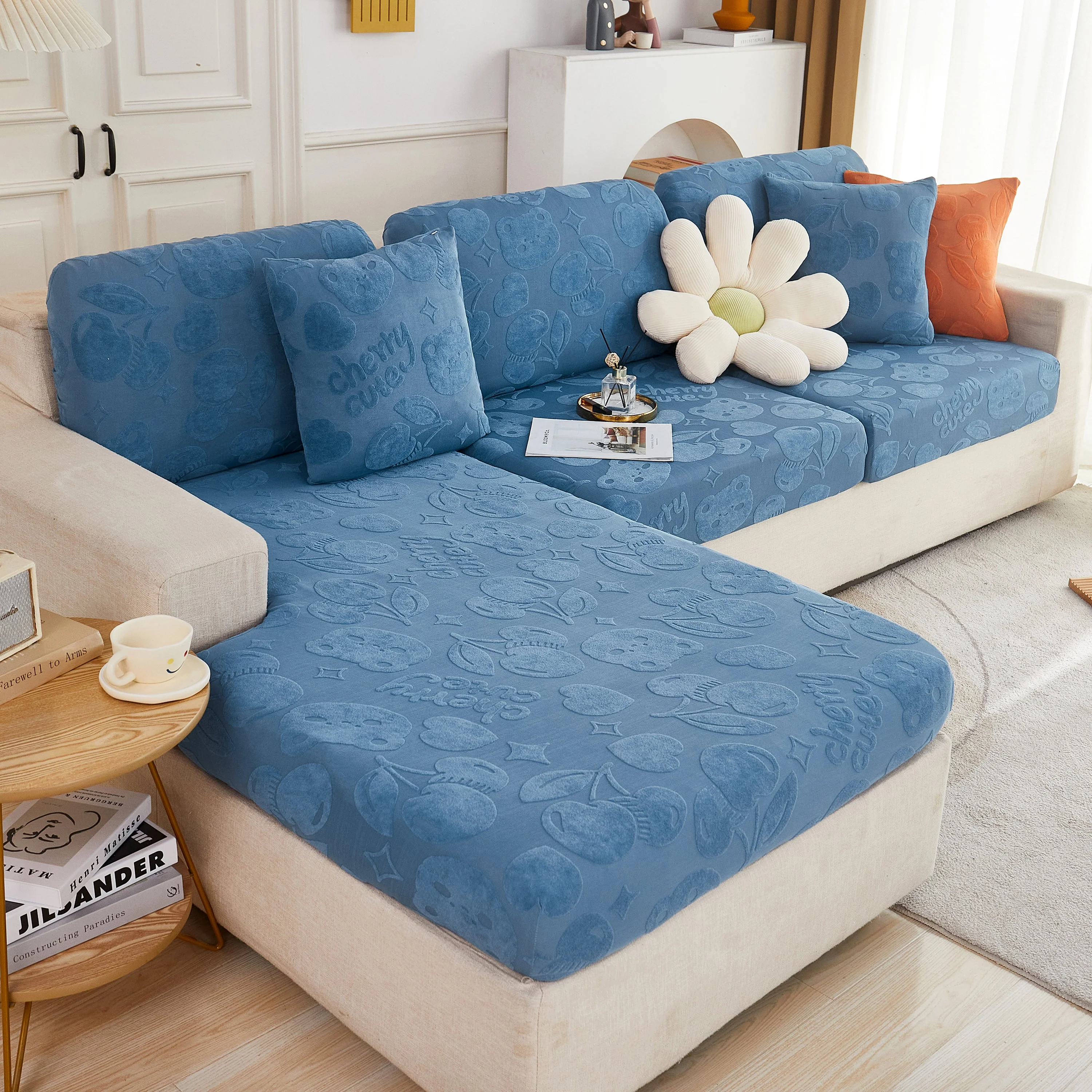 Cherry Cute Cooling Silk Fabric Stretch Couch Cushion Covers, Non-Slip Furniture Protector for Kids - Image 13