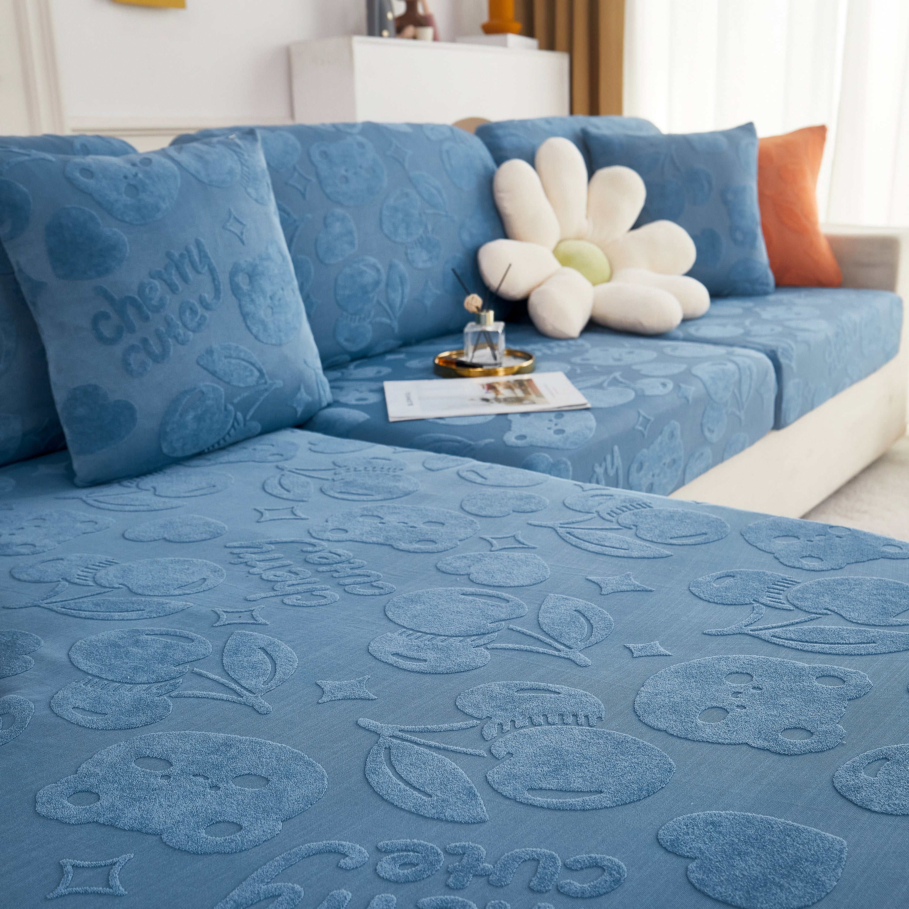 Cherry Cute Cooling Silk Fabric Stretch Couch Cushion Covers, Non-Slip Furniture Protector for Kids - Image 23